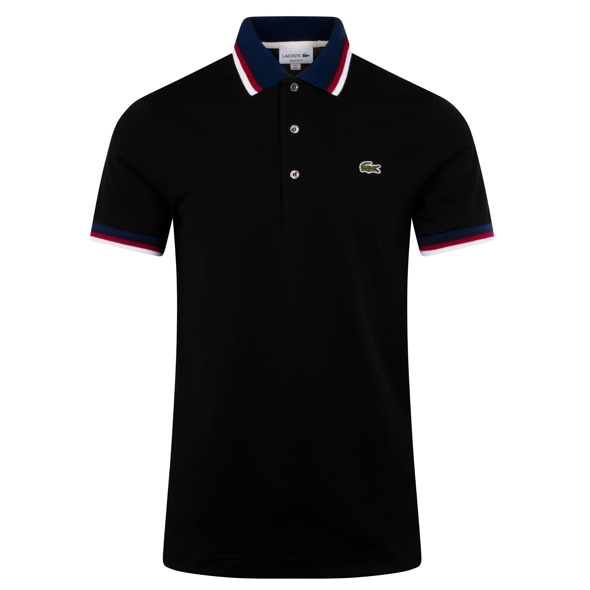 Mens Lacoste Contrast Colour Regular Fit Polo Shirt Black