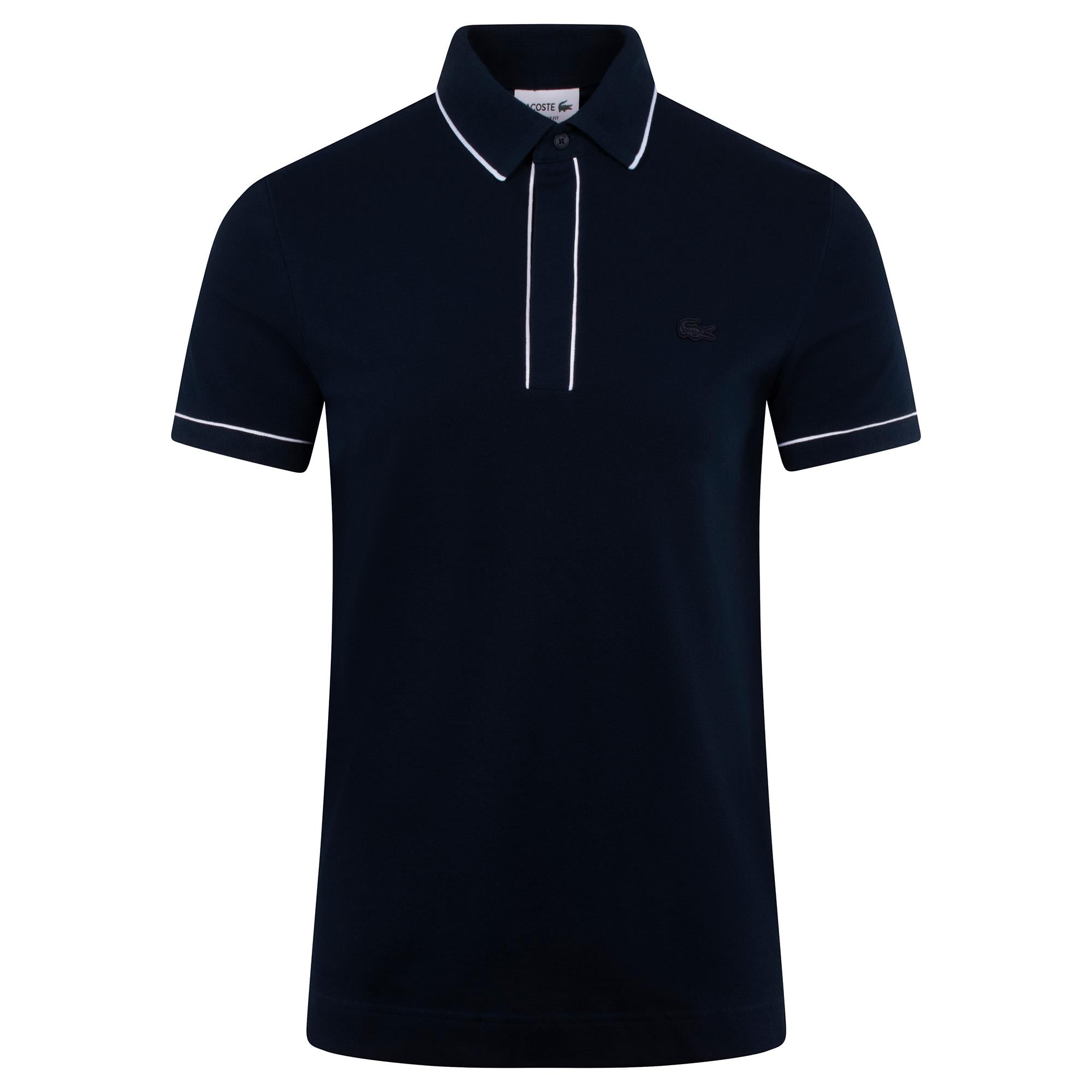 Mens Lacoste Paris Contrast Trim Polo Shirt Navy