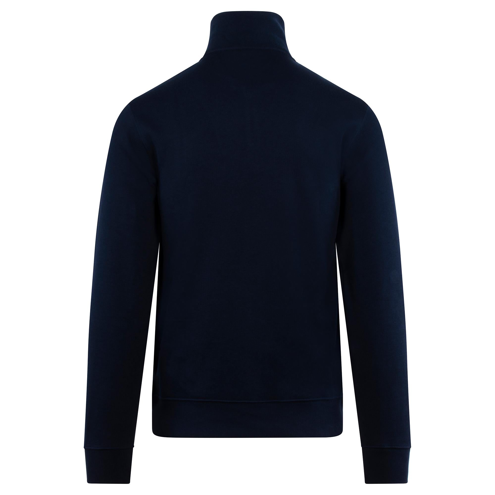 Lacoste Quarter Zip Stand Up Collar Cotton Sweatshirt Navy