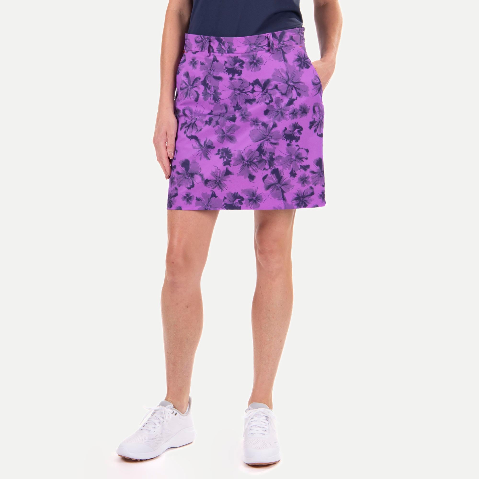 KJUS Ice Printed Ladies Golf Skort Foxglove/Atlanta Blue