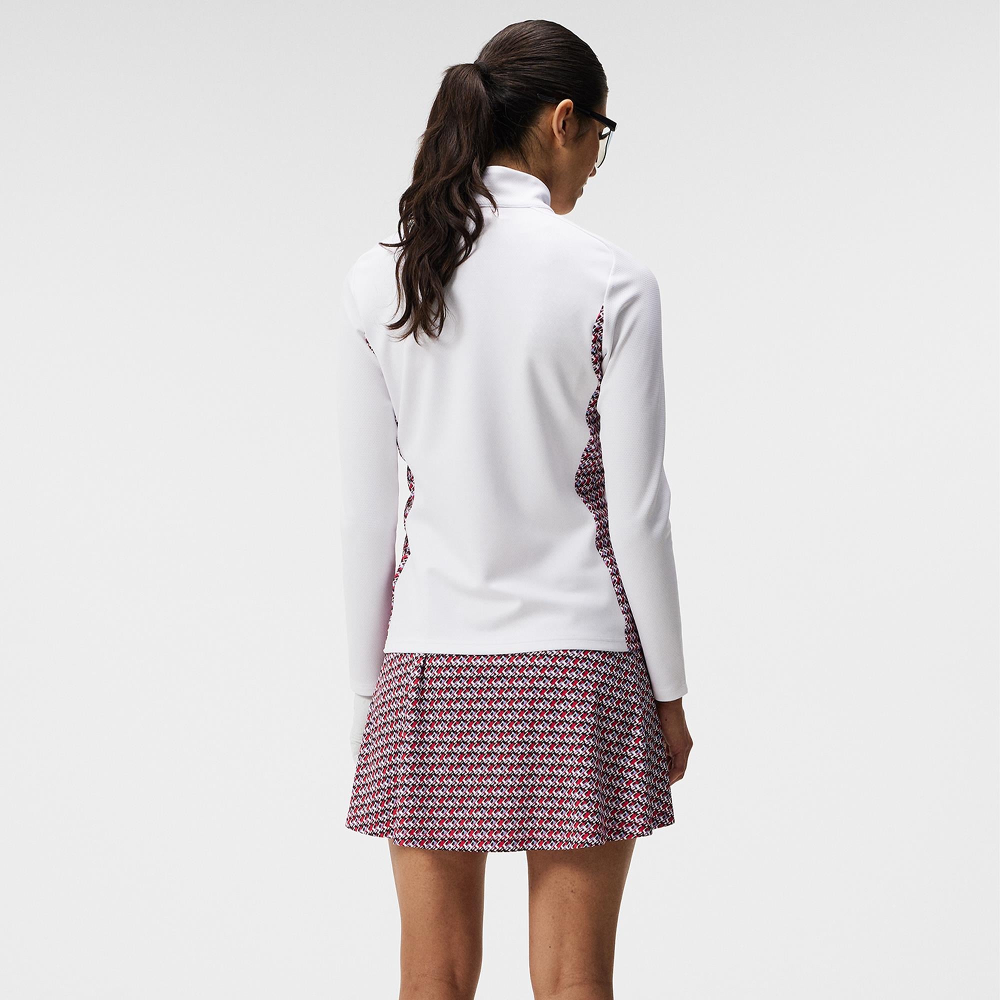 J Lindeberg Solar Print Ladies Golf Mid Layer JL Micro Bridge Rose Red