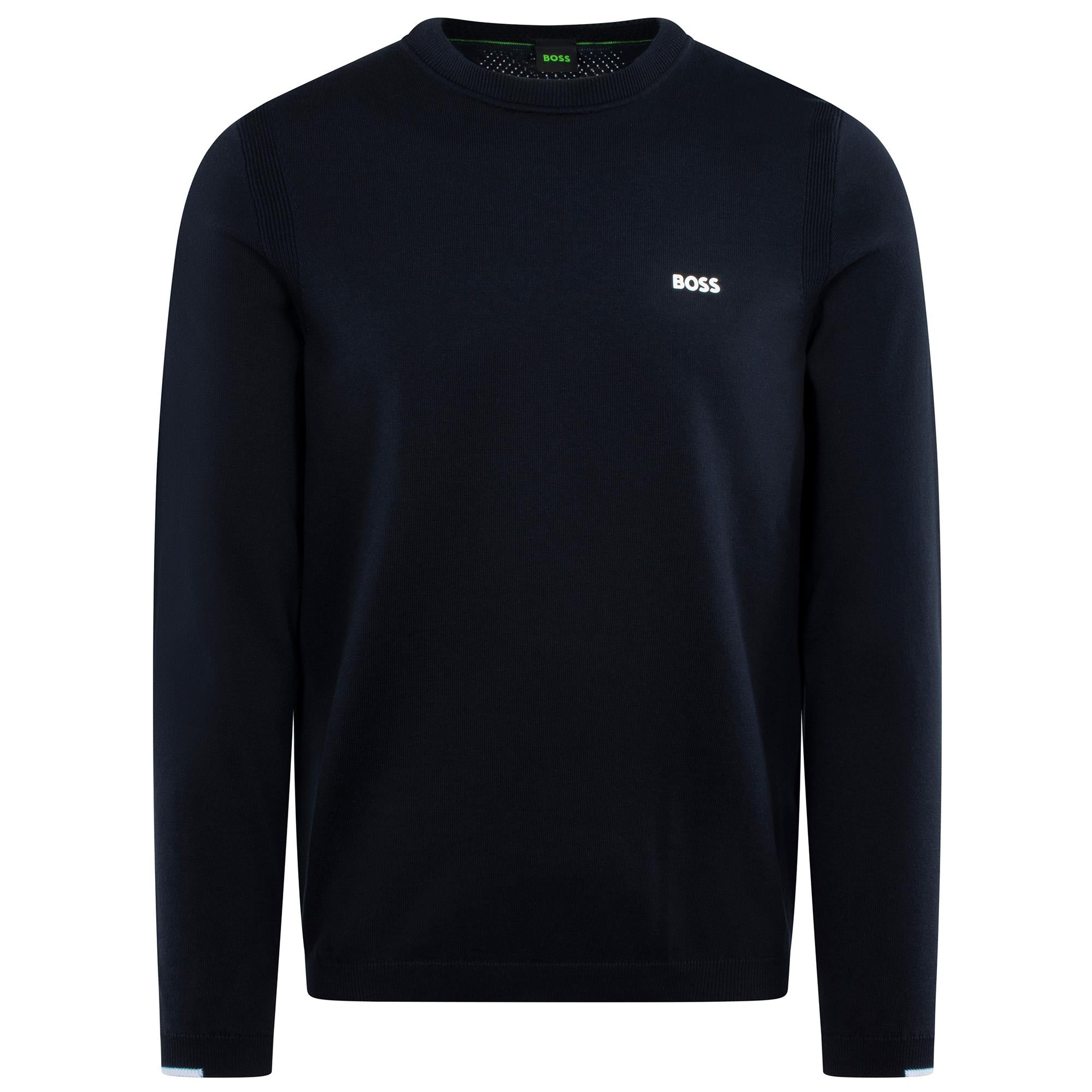 Boss Ever-X Cotton Blend Crew Neck Sweater Navy