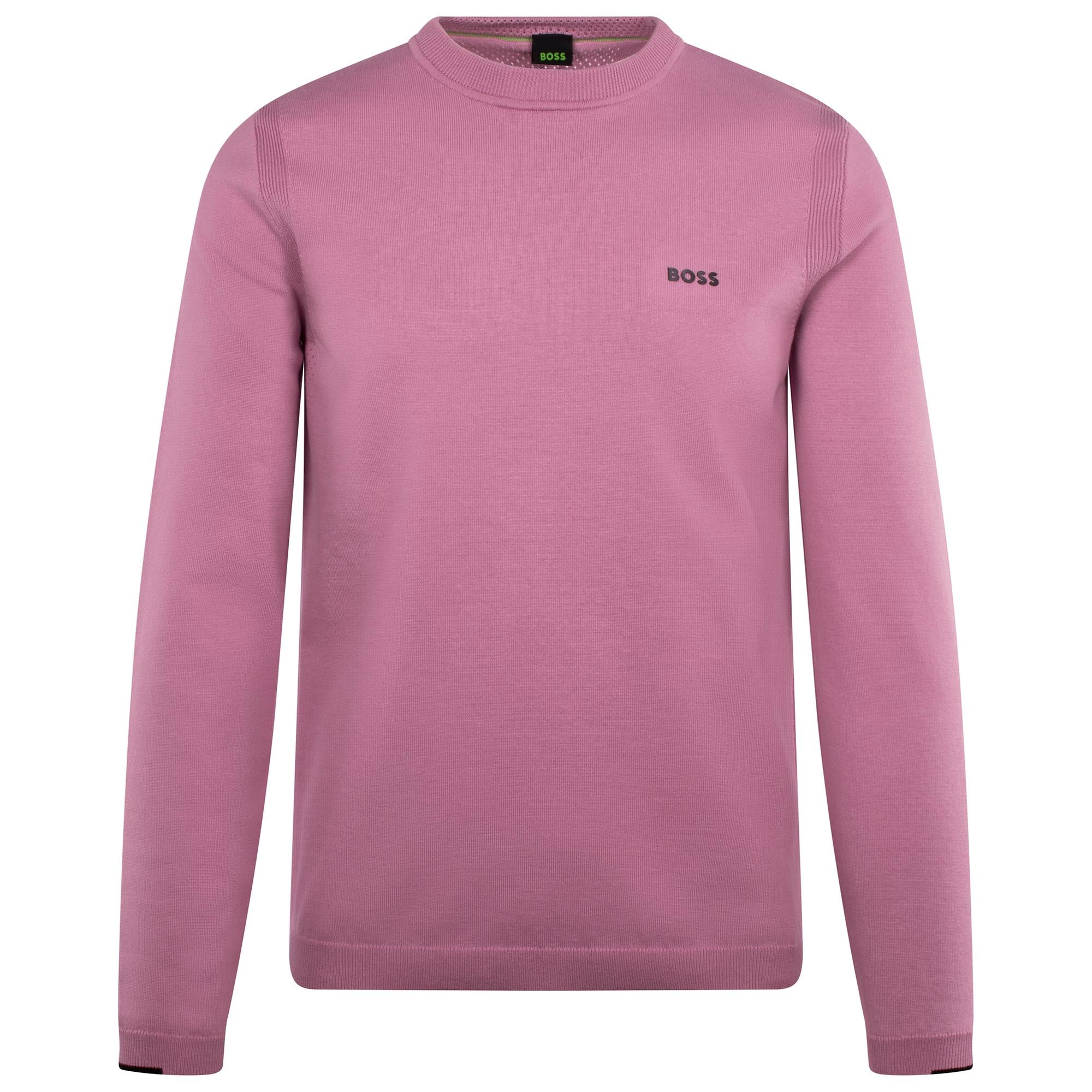 Boss Ever-X Cotton Blend Crew Neck Sweater Light Purple