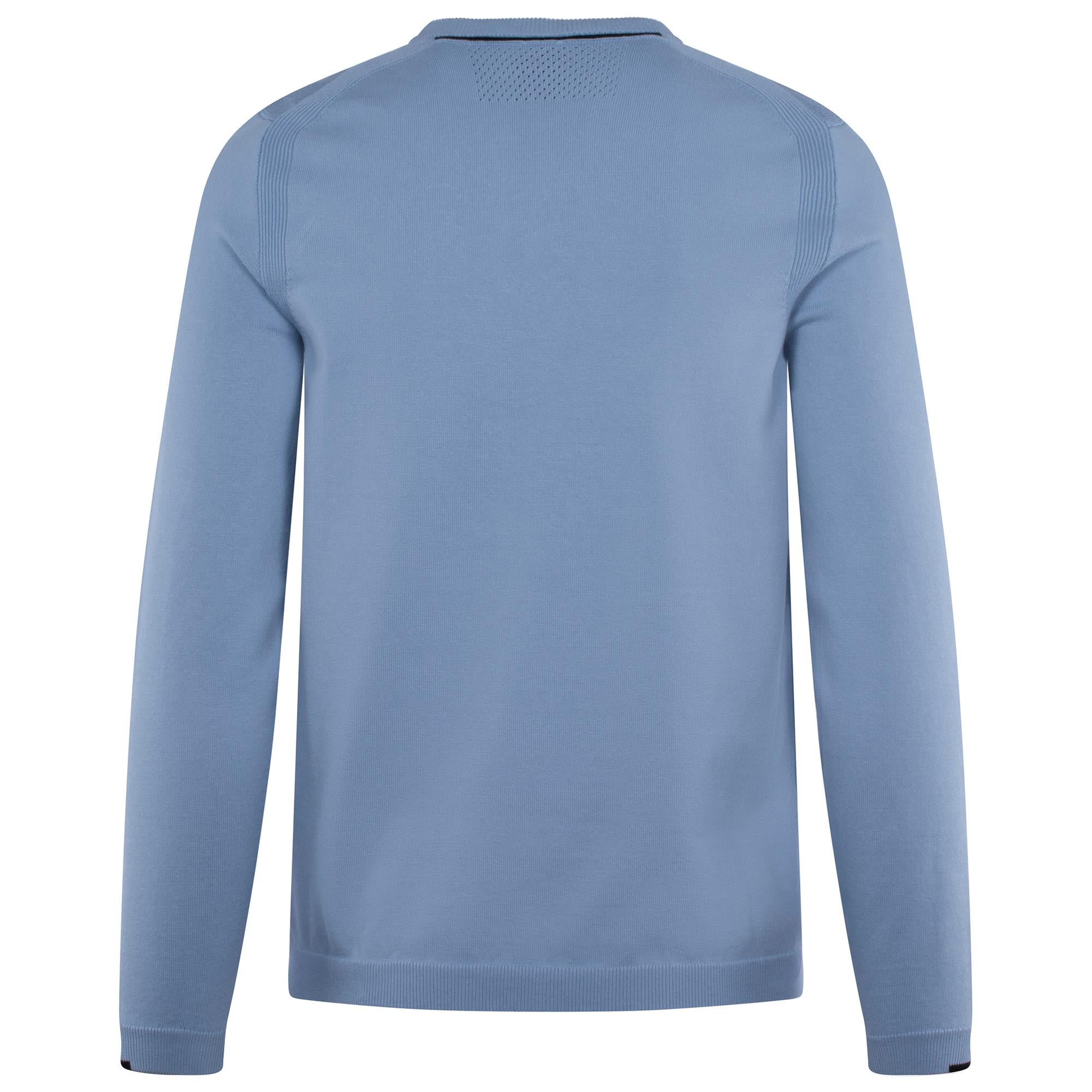 Boss Ever-X Cotton Blend Crew Neck Sweater Open Blue