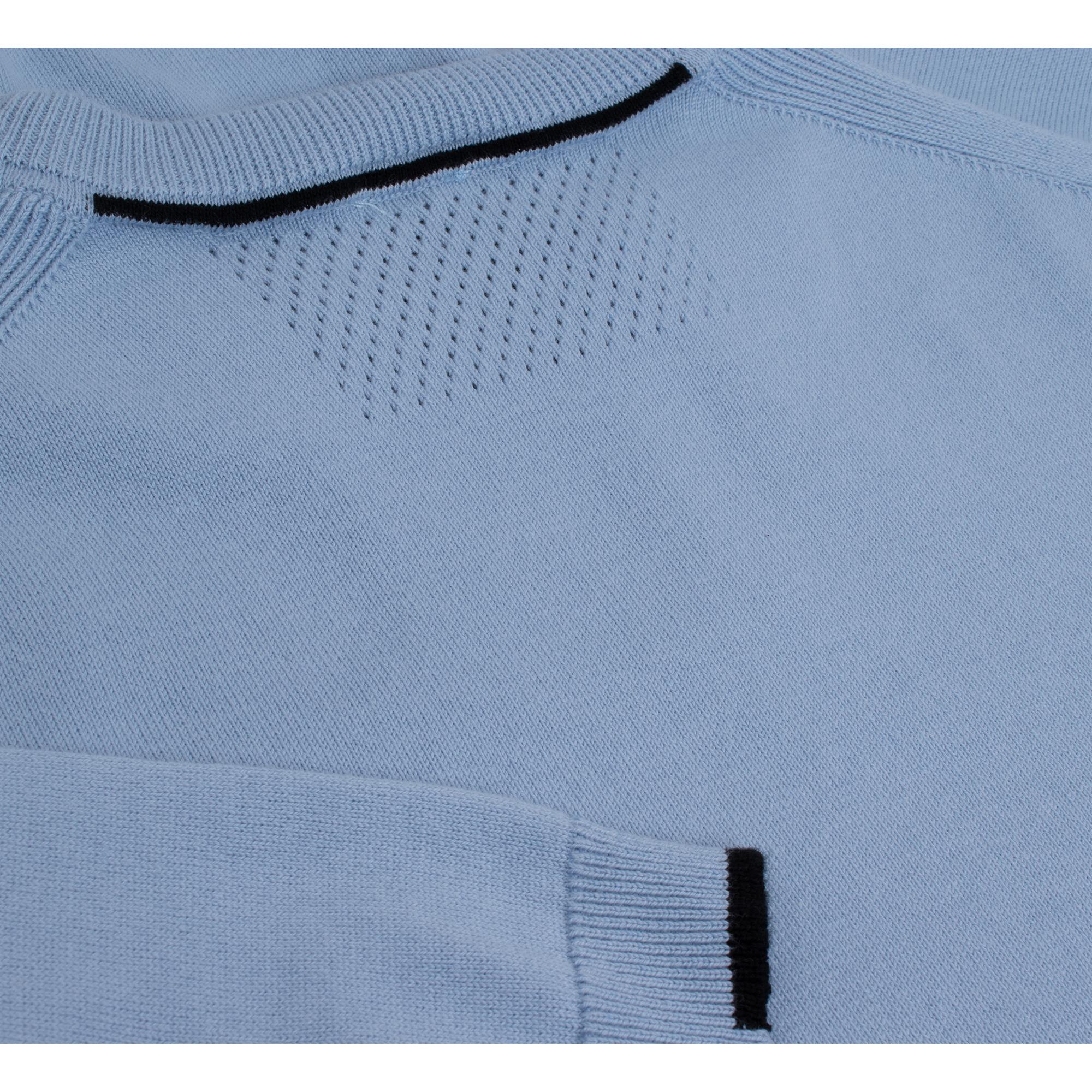 Boss Ever-X Cotton Blend Crew Neck Sweater Open Blue