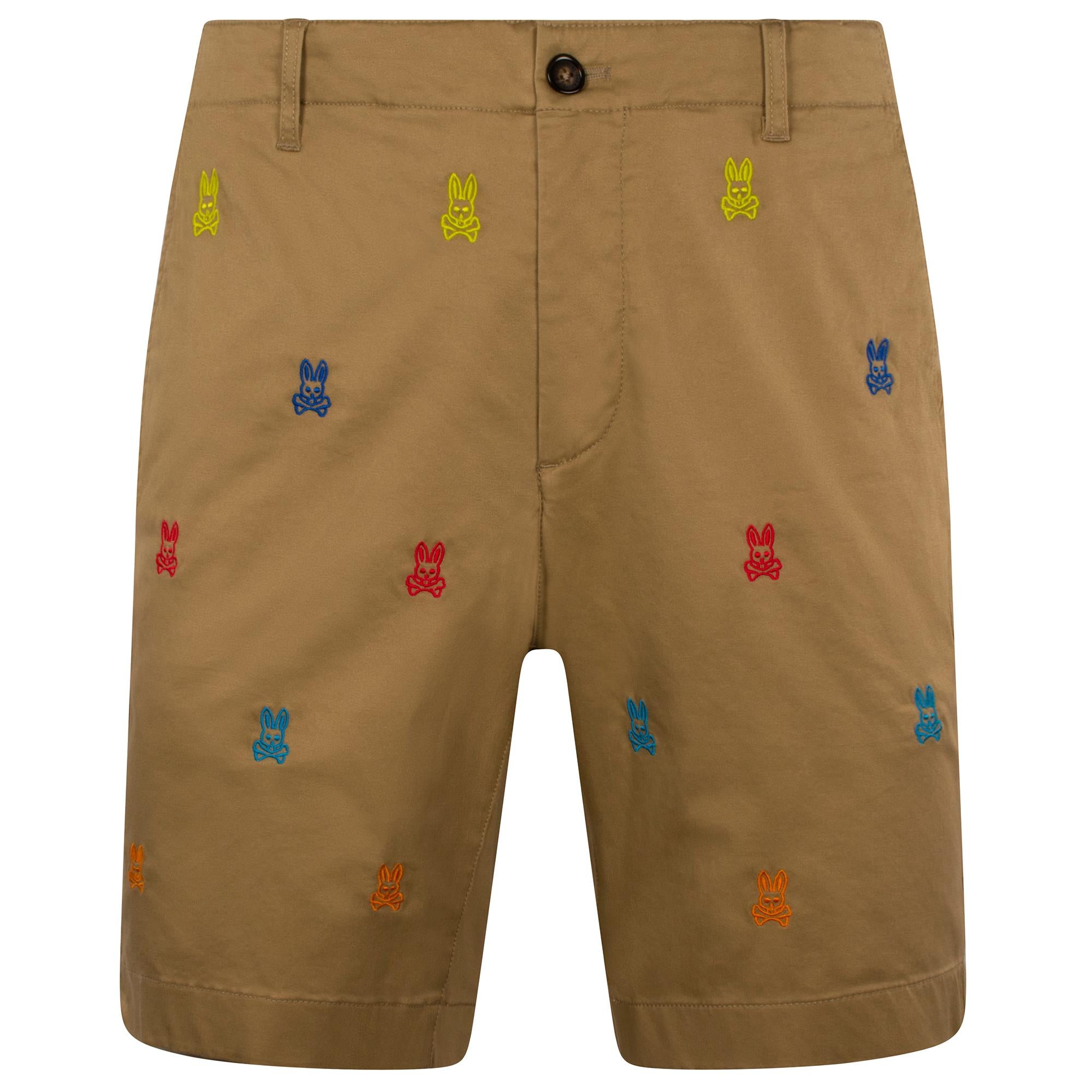 Psycho Bunny Bonham All over Bunny Print Chino Shorts Canyon Khaki