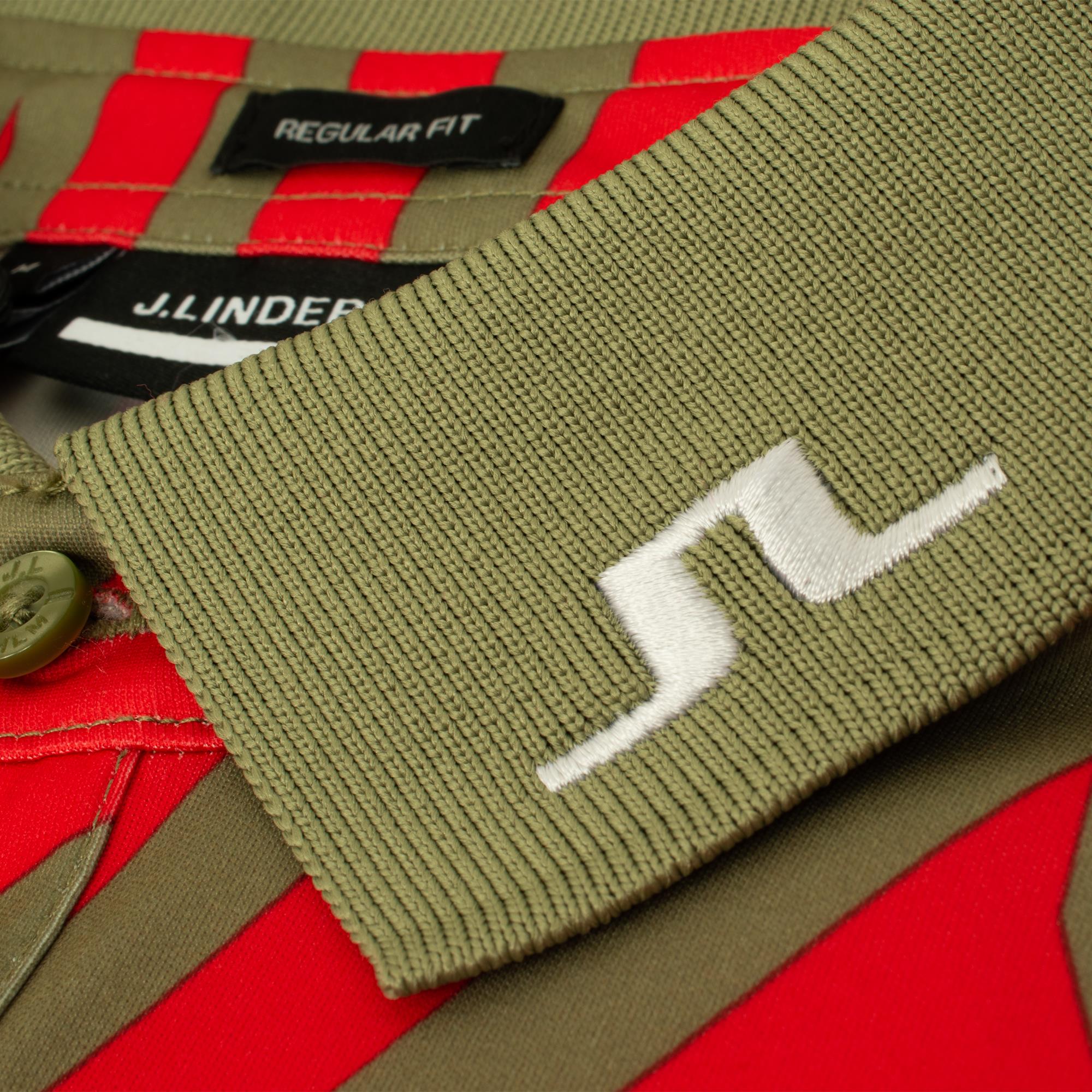 J Lindeberg KV Tour Print Mens Golf Polo Shirt Dazzle Wave Bitterwseet