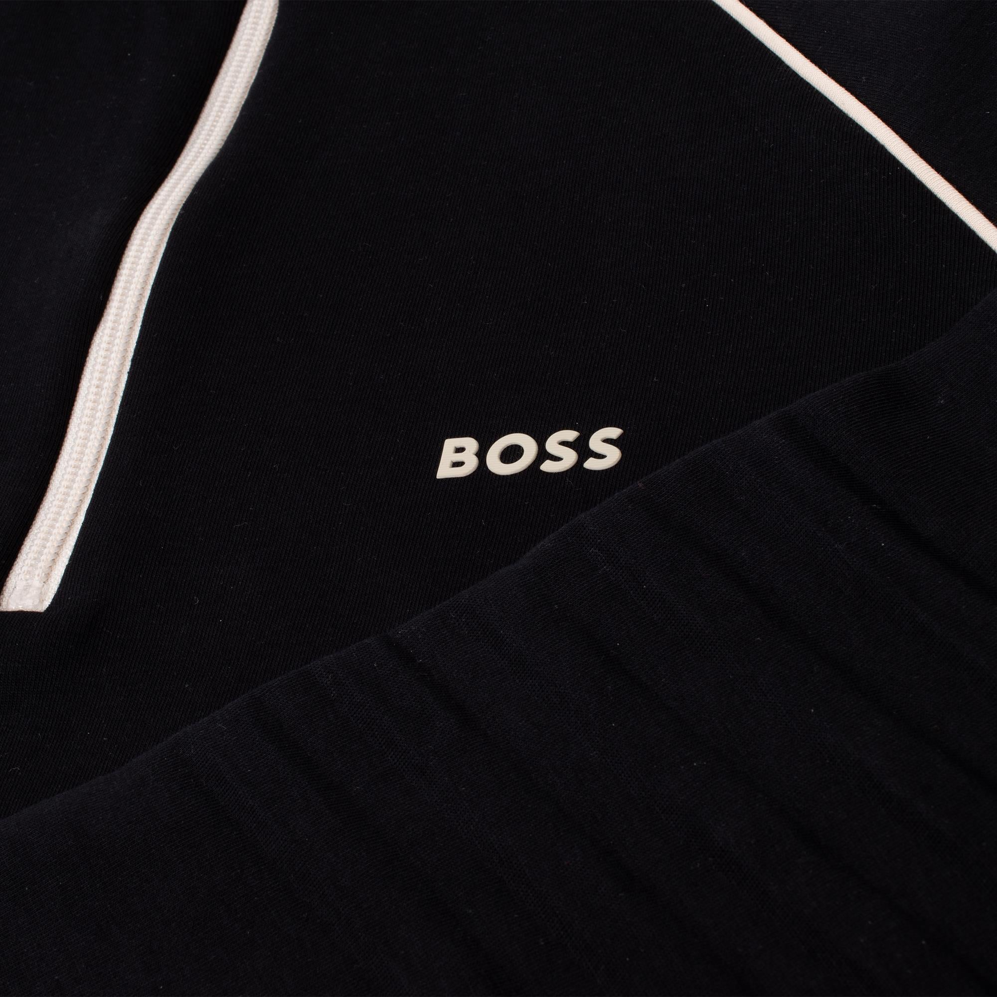 Boss Sweat 1 Stretch Cotton Quarter Zip Sweatshirt Black