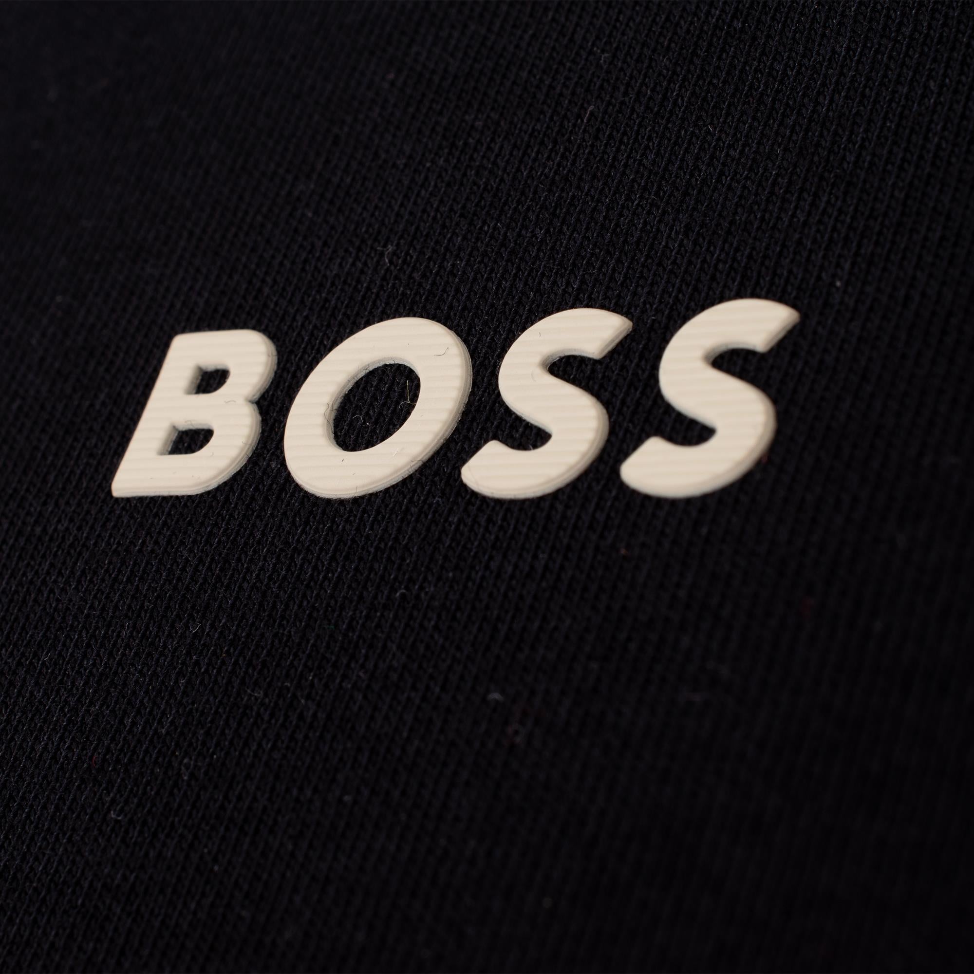 Boss Sweat 1 Stretch Cotton Quarter Zip Sweatshirt Black