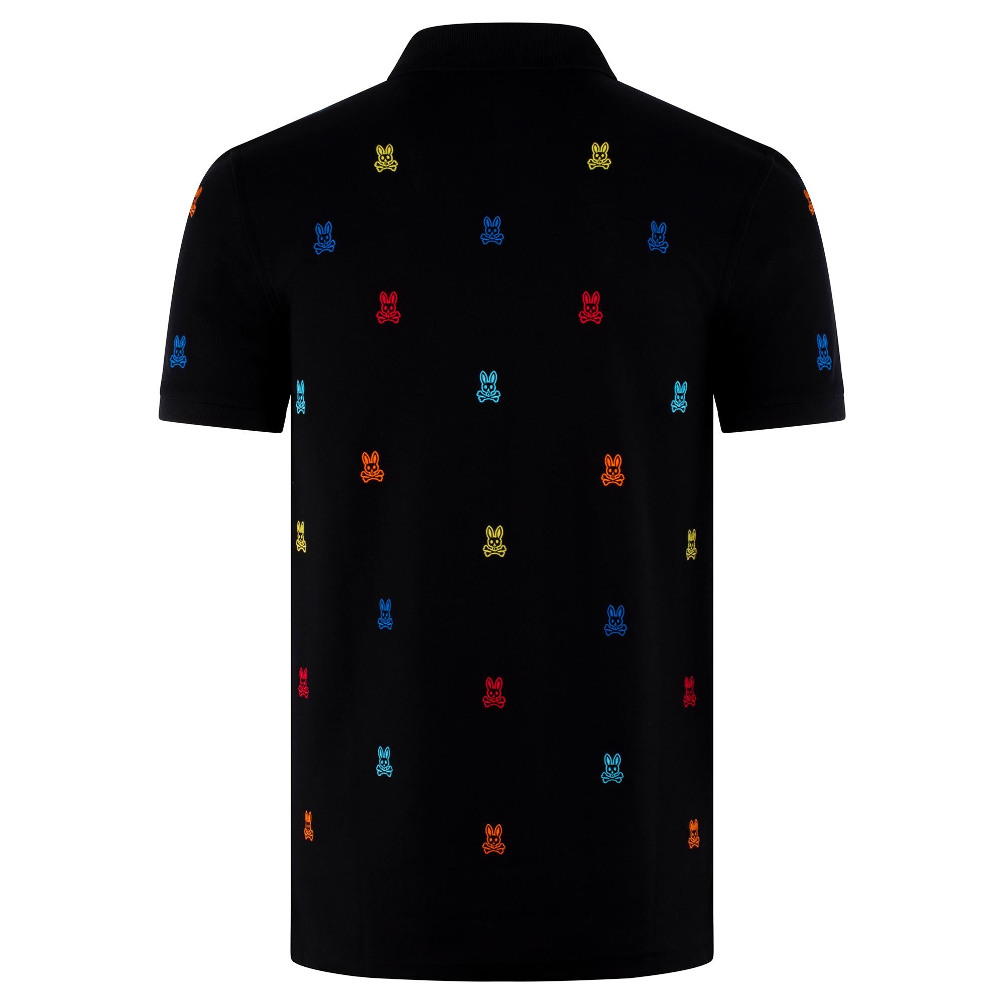 Psycho Bunny Bonham All Over Print Pique Polo Shirt Black