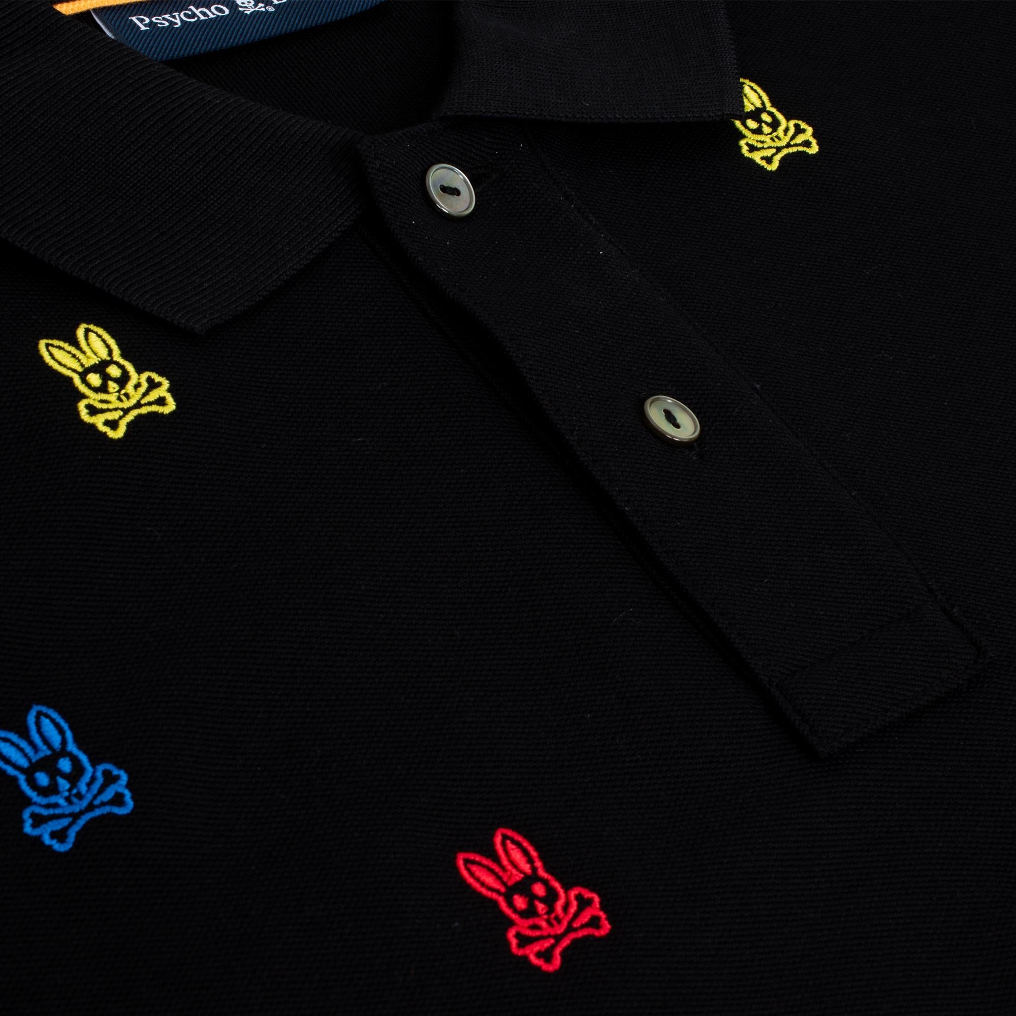 Psycho Bunny Bonham All Over Print Pique Polo Shirt Black
