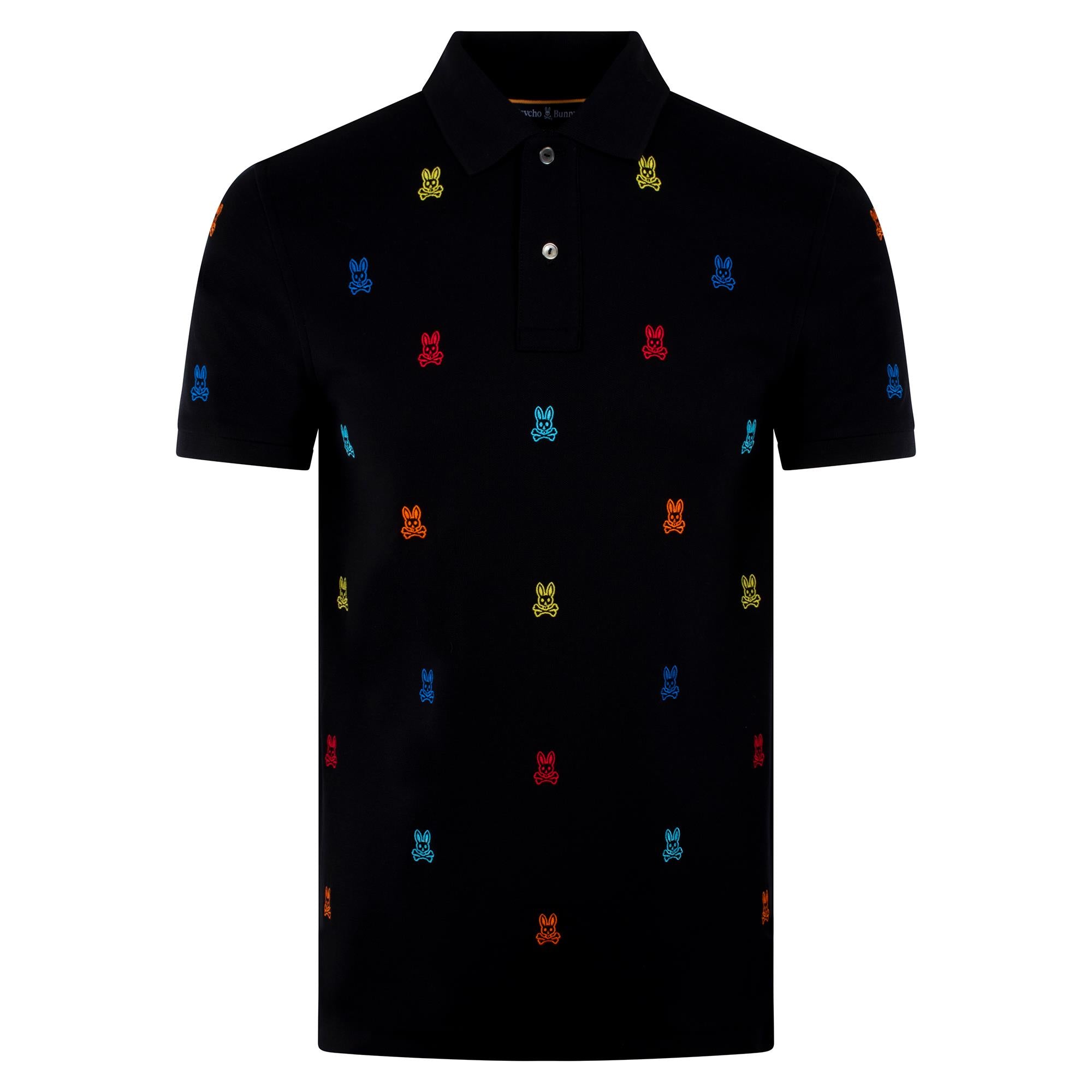 Psycho Bunny Bonham All Over Print Pique Polo Shirt Black