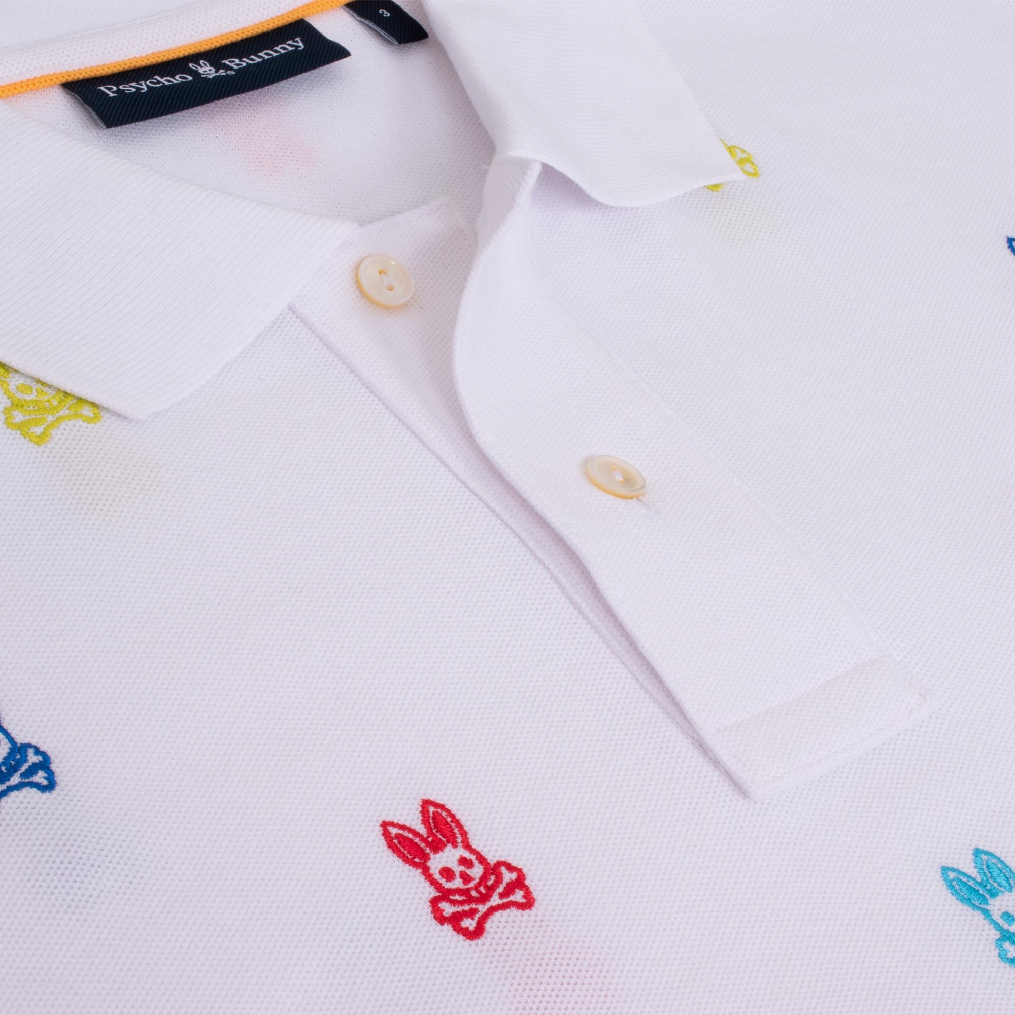 Psycho Bunny Bonham All Over Print Pique Polo Shirt White