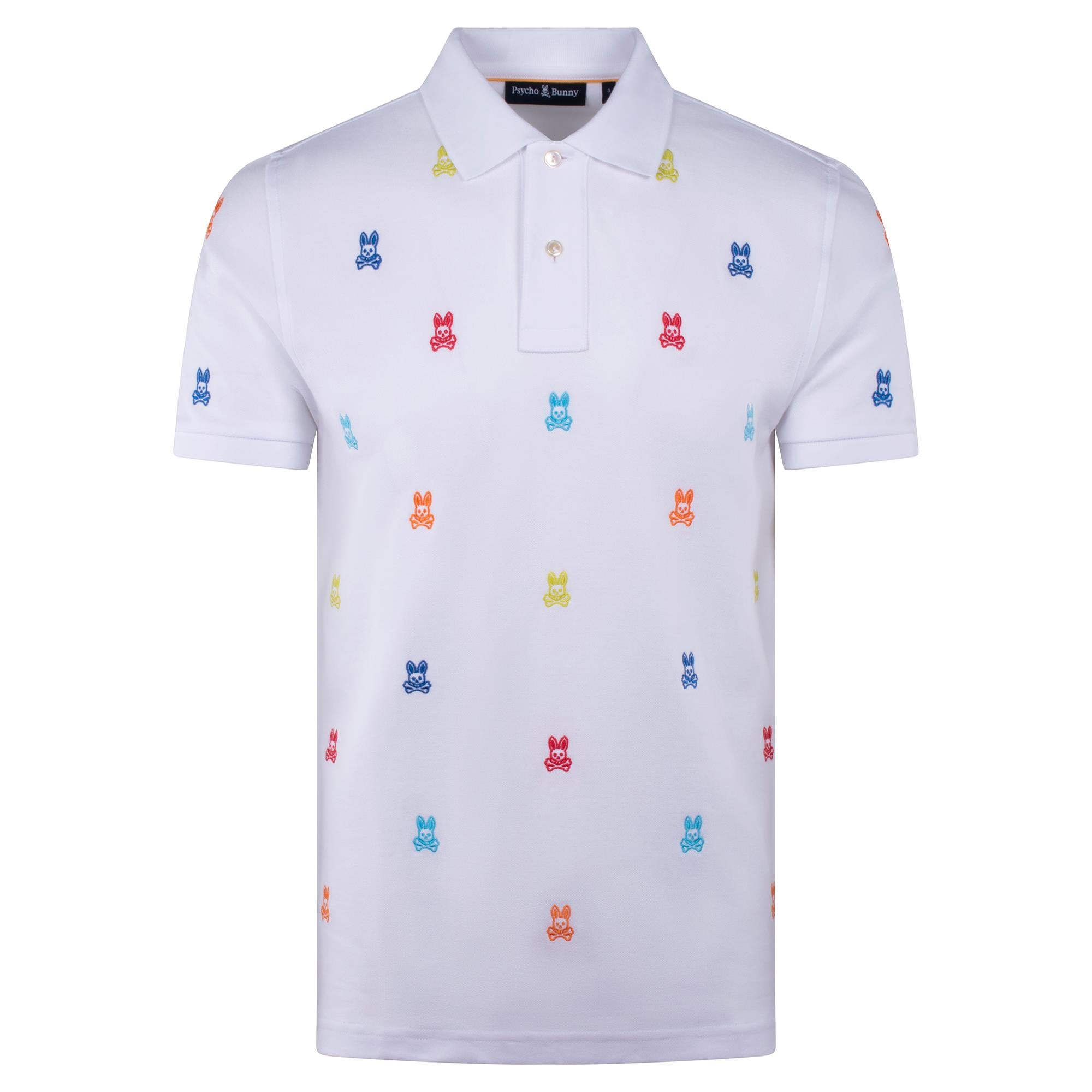 Psycho Bunny Bonham All Over Print Pique Polo Shirt White