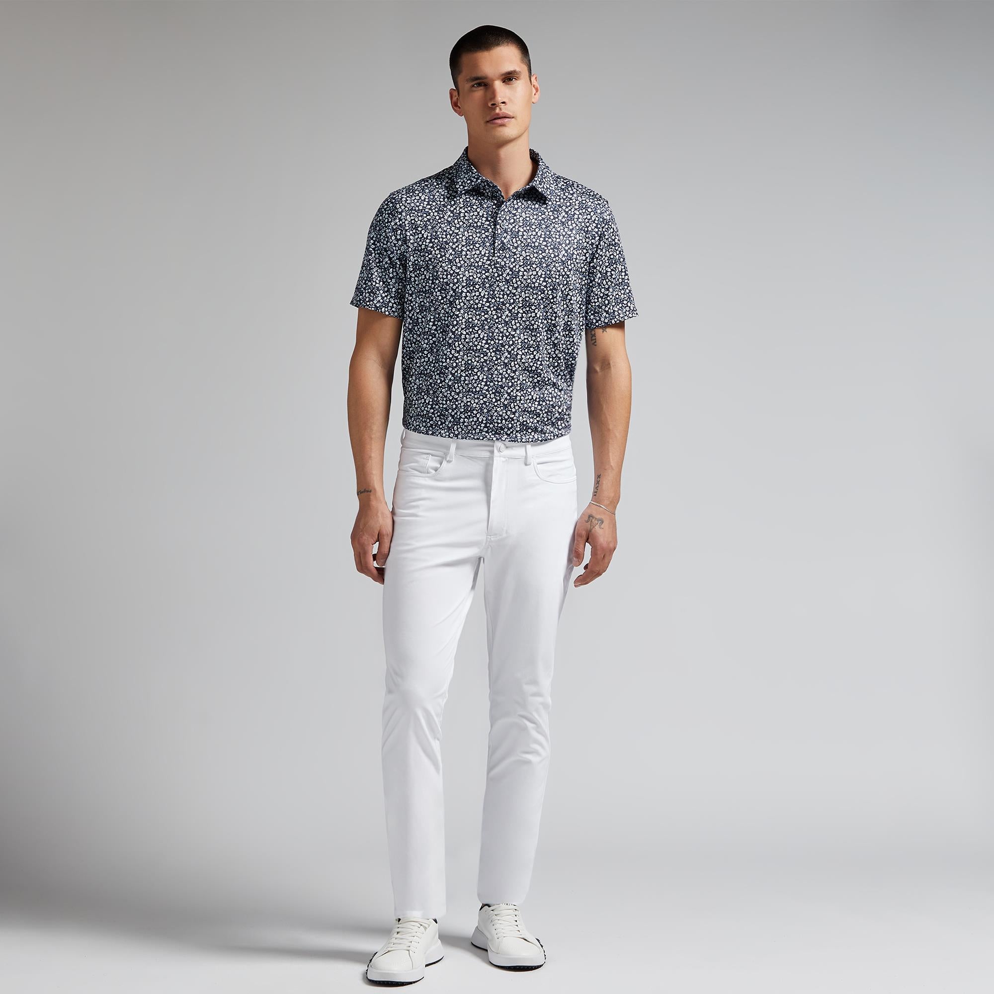 G/FORE Garden Print Mens Golf Polo Shirt Twilight