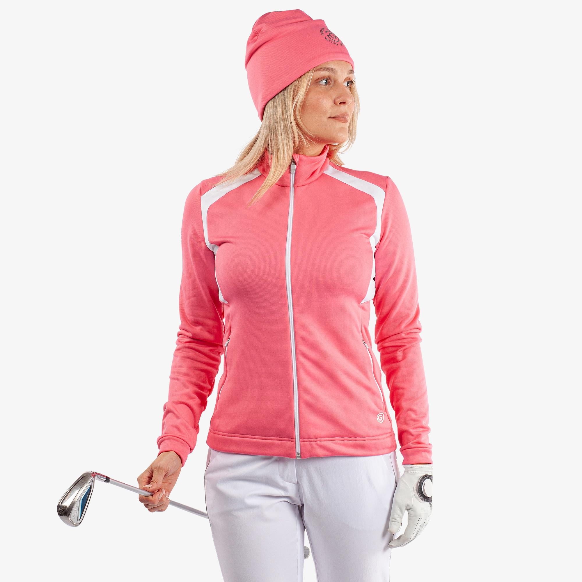 Galvin Green Destiny Insula Ladies Golf Mid Layer Camelia Rose/White