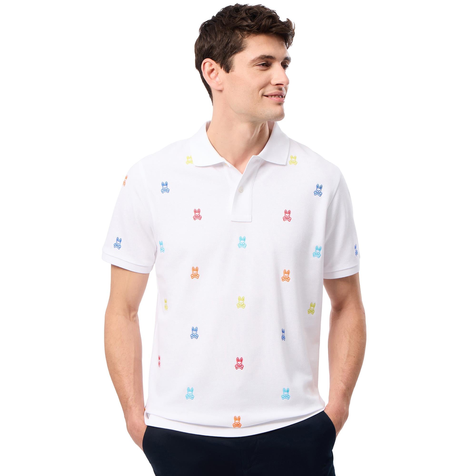 Psycho Bunny Bonham All Over Print Pique Polo Shirt White