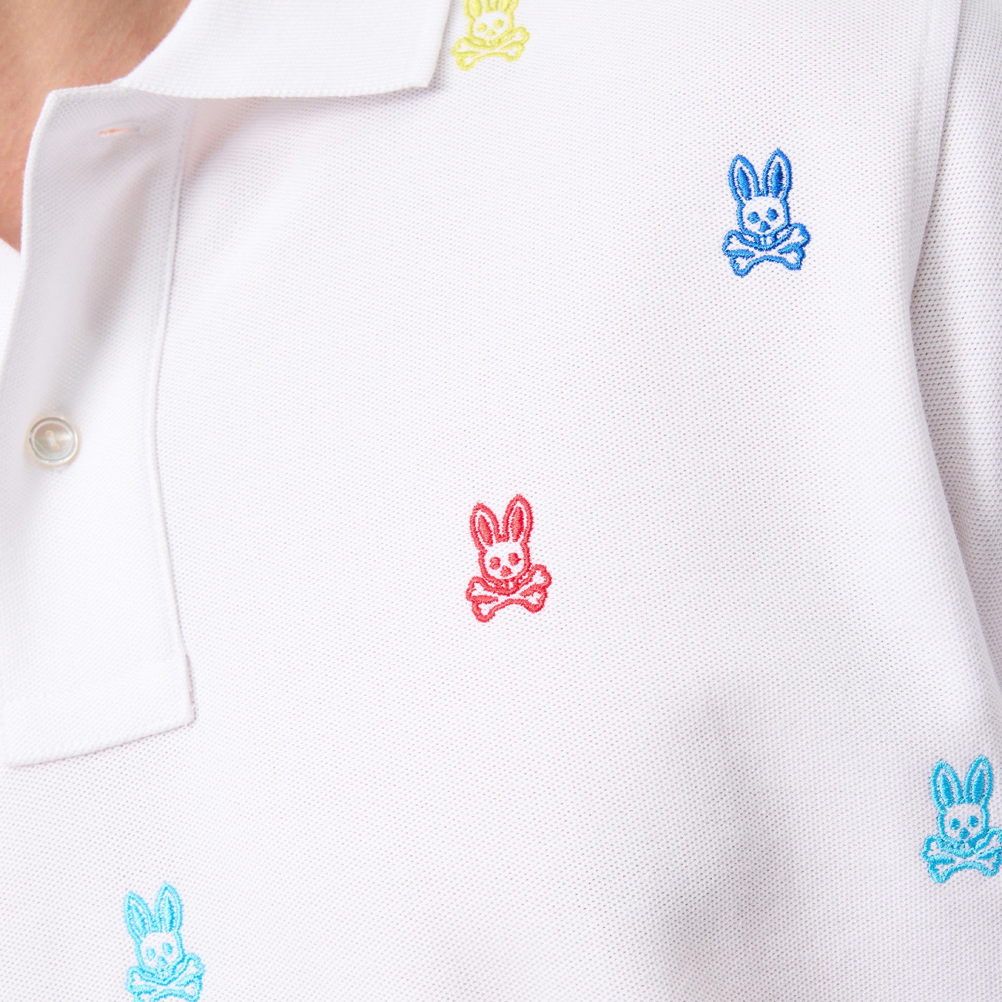 Psycho Bunny Bonham All Over Print Pique Polo Shirt White