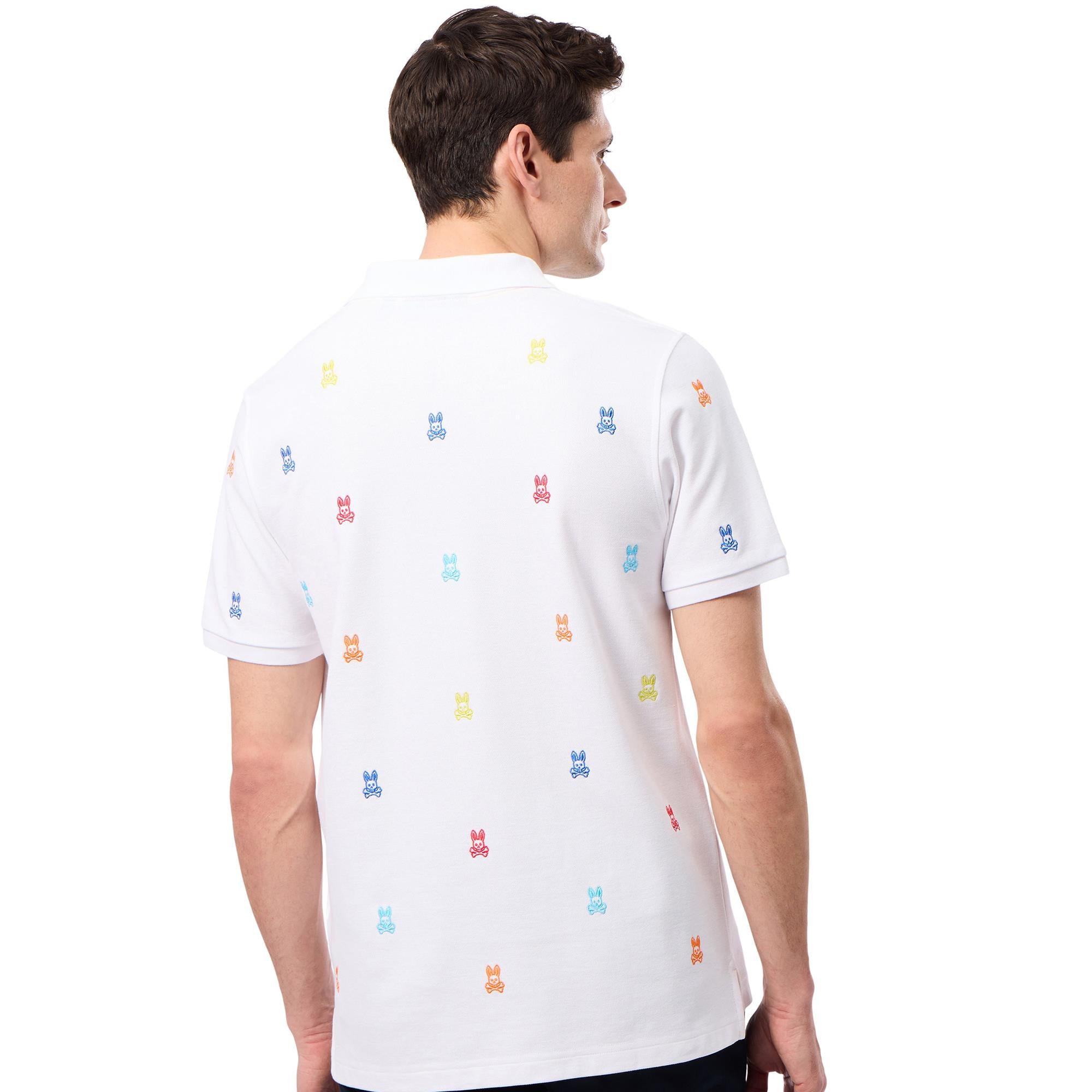 Psycho Bunny Bonham All Over Print Pique Polo Shirt White