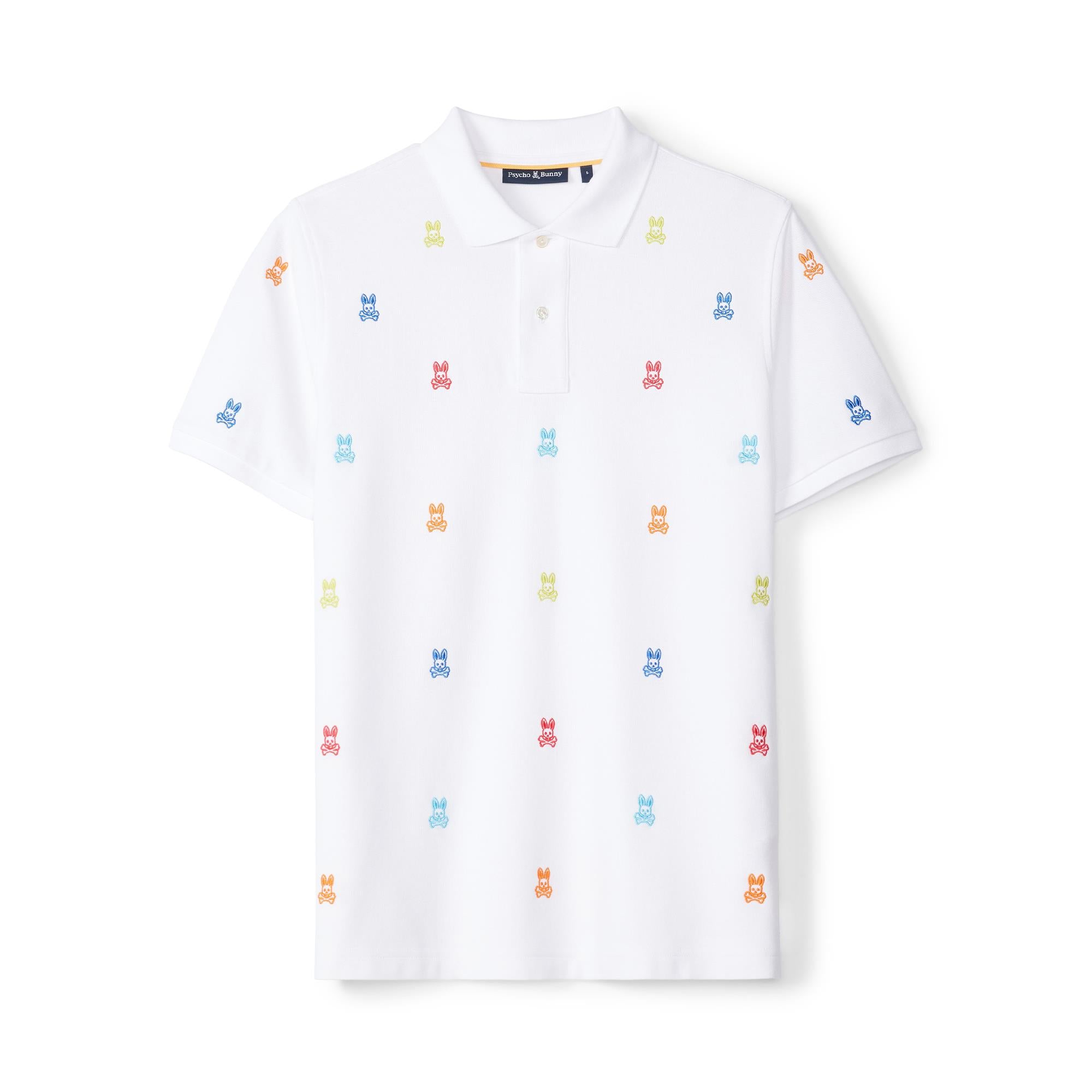 Psycho Bunny Bonham All Over Print Pique Polo Shirt White