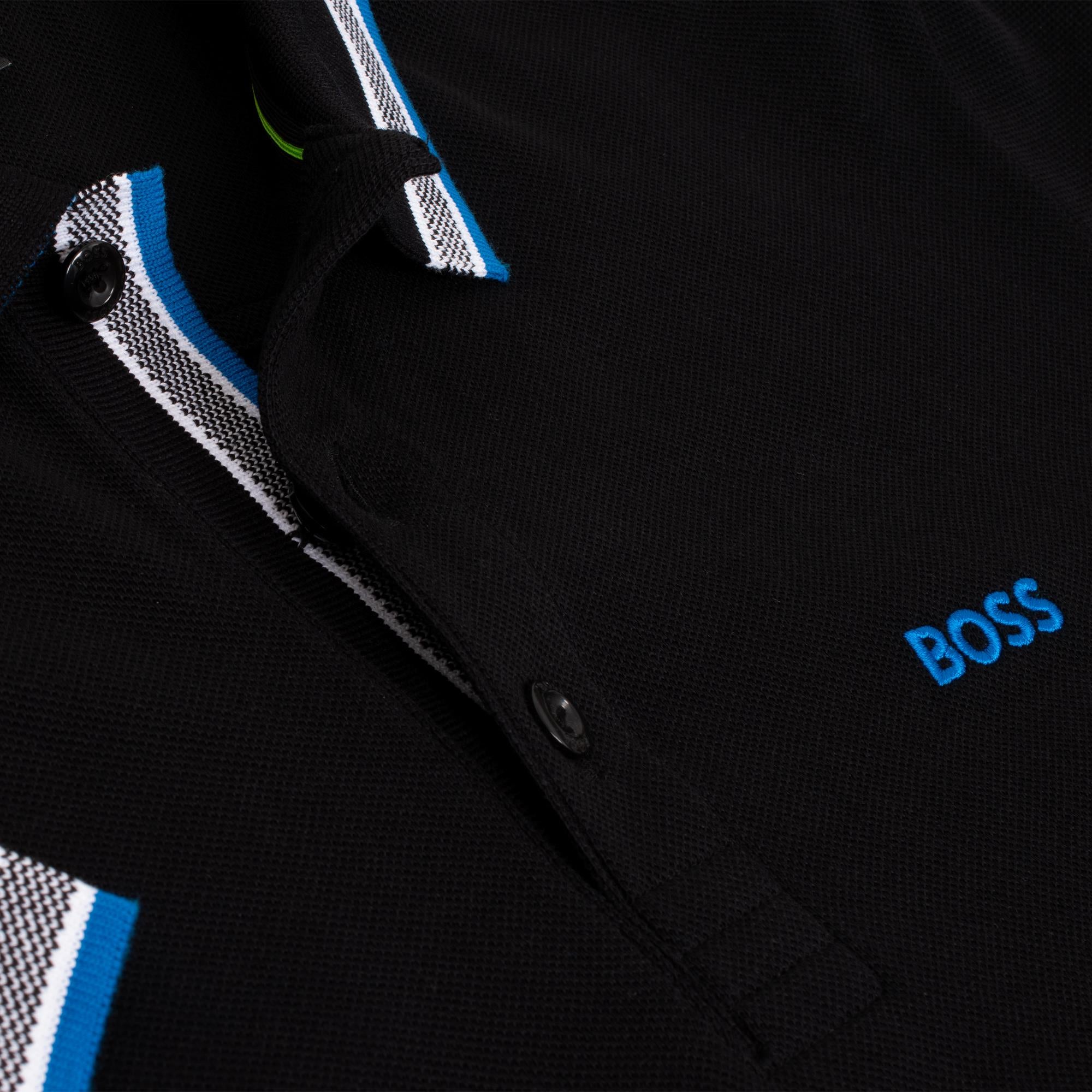 Boss Paddy Cotton Pique Mens Polo Shirt Black