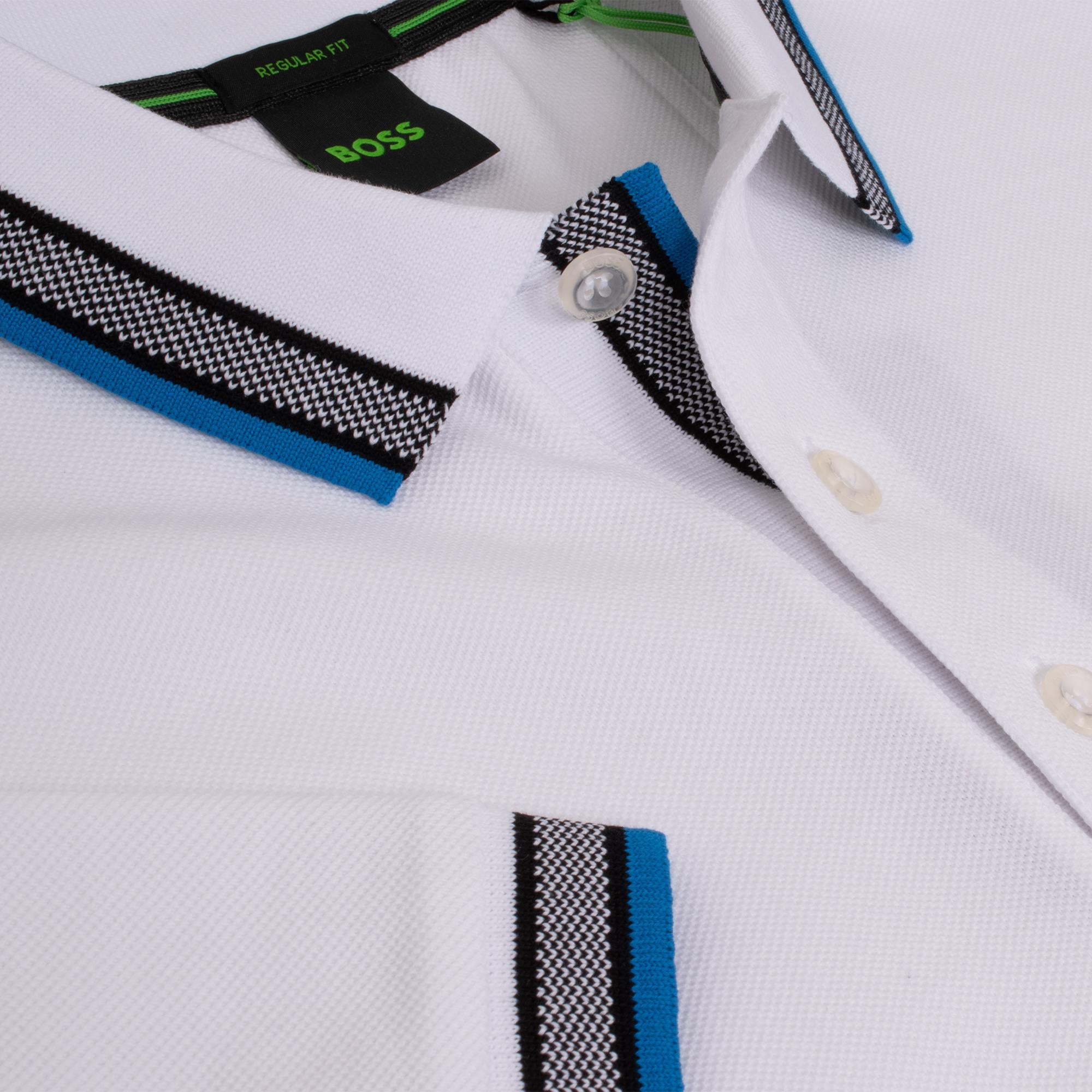 Boss Paddy Cotton Pique Mens Polo Shirt White