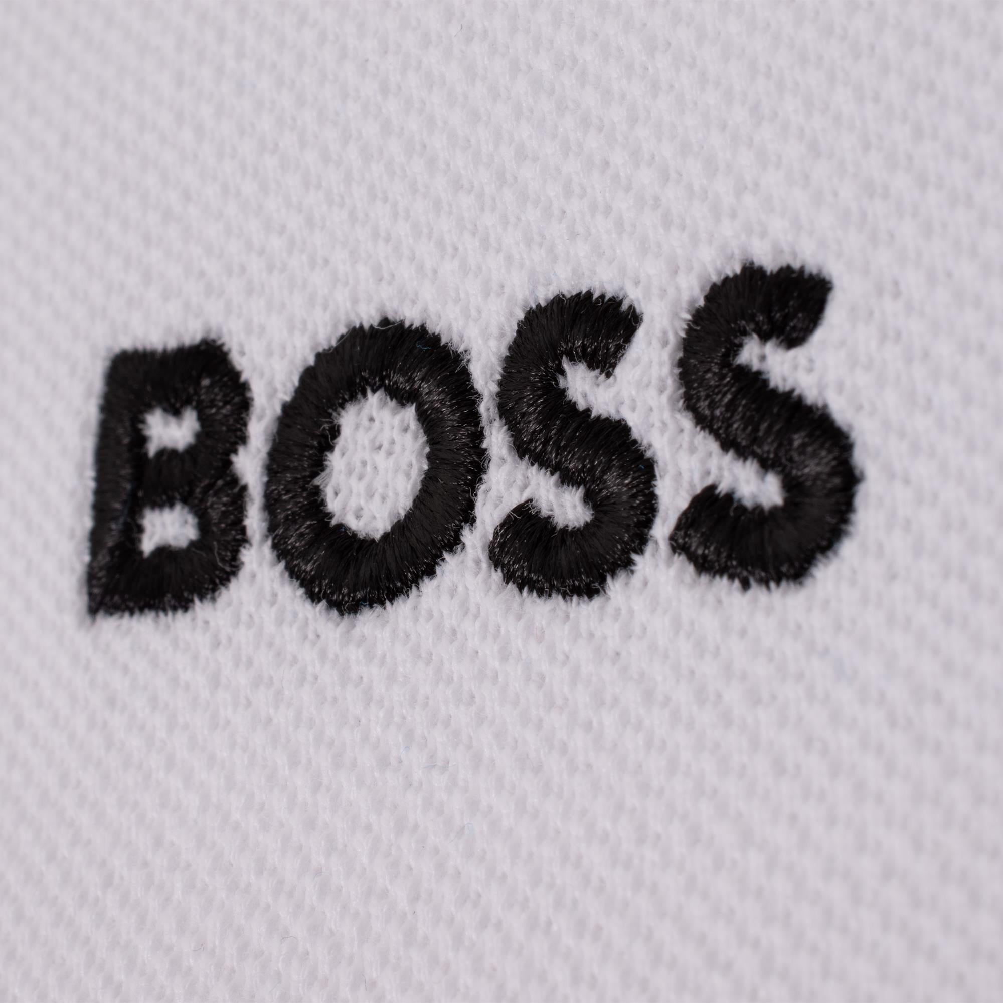 Boss Paddy Cotton Pique Mens Polo Shirt White