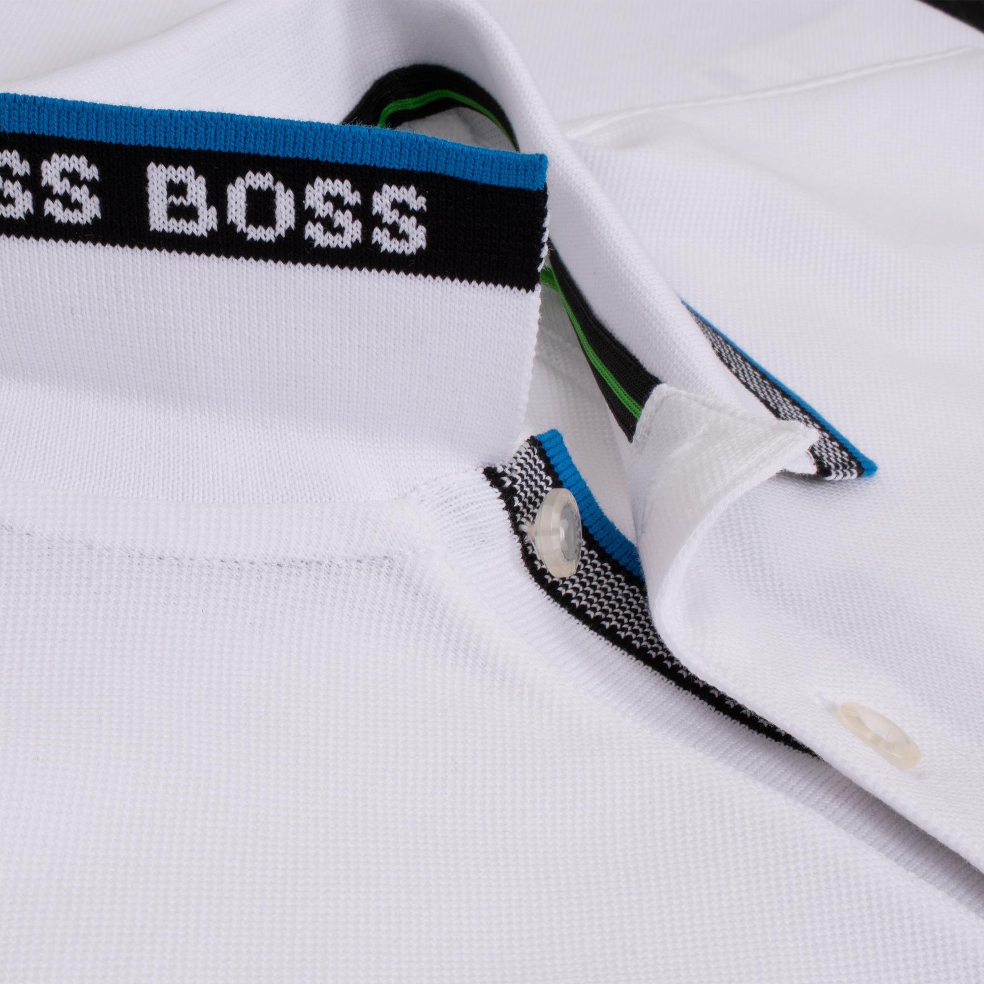Boss Paddy Cotton Pique Mens Polo Shirt White