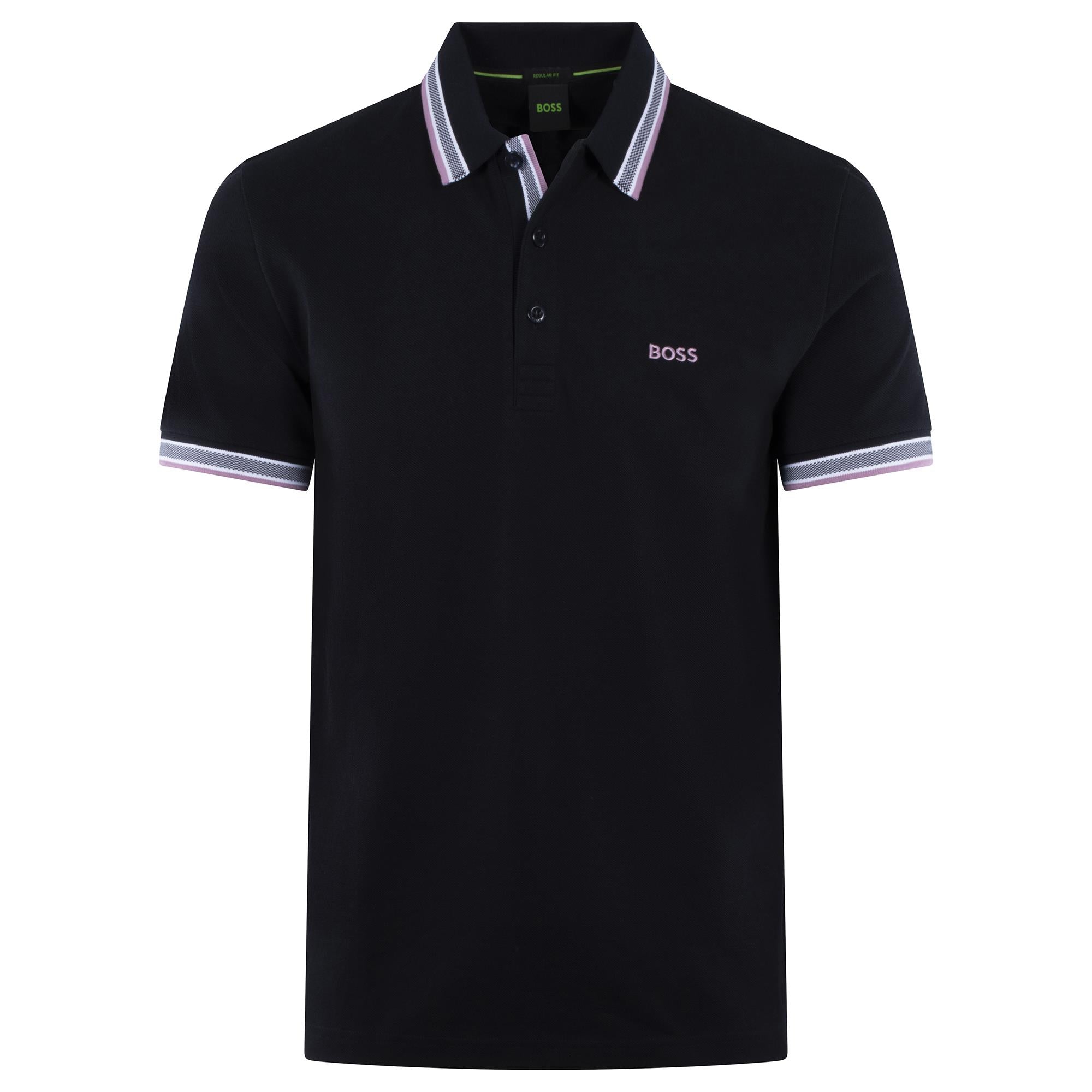 Boss Paddy Cotton Pique Mens Polo Shirt Navy