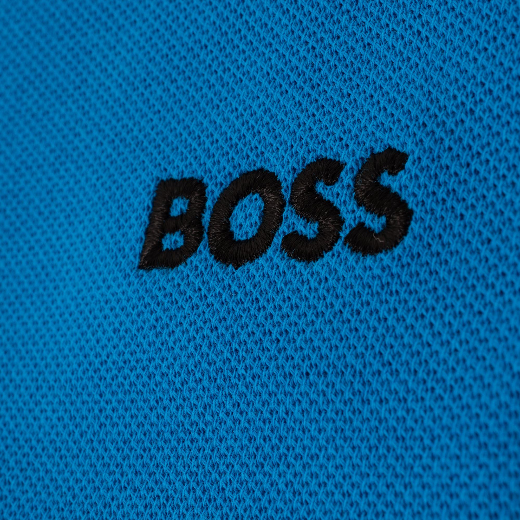 Boss Paddy Cotton Pique Mens Polo Shirt Open Blue