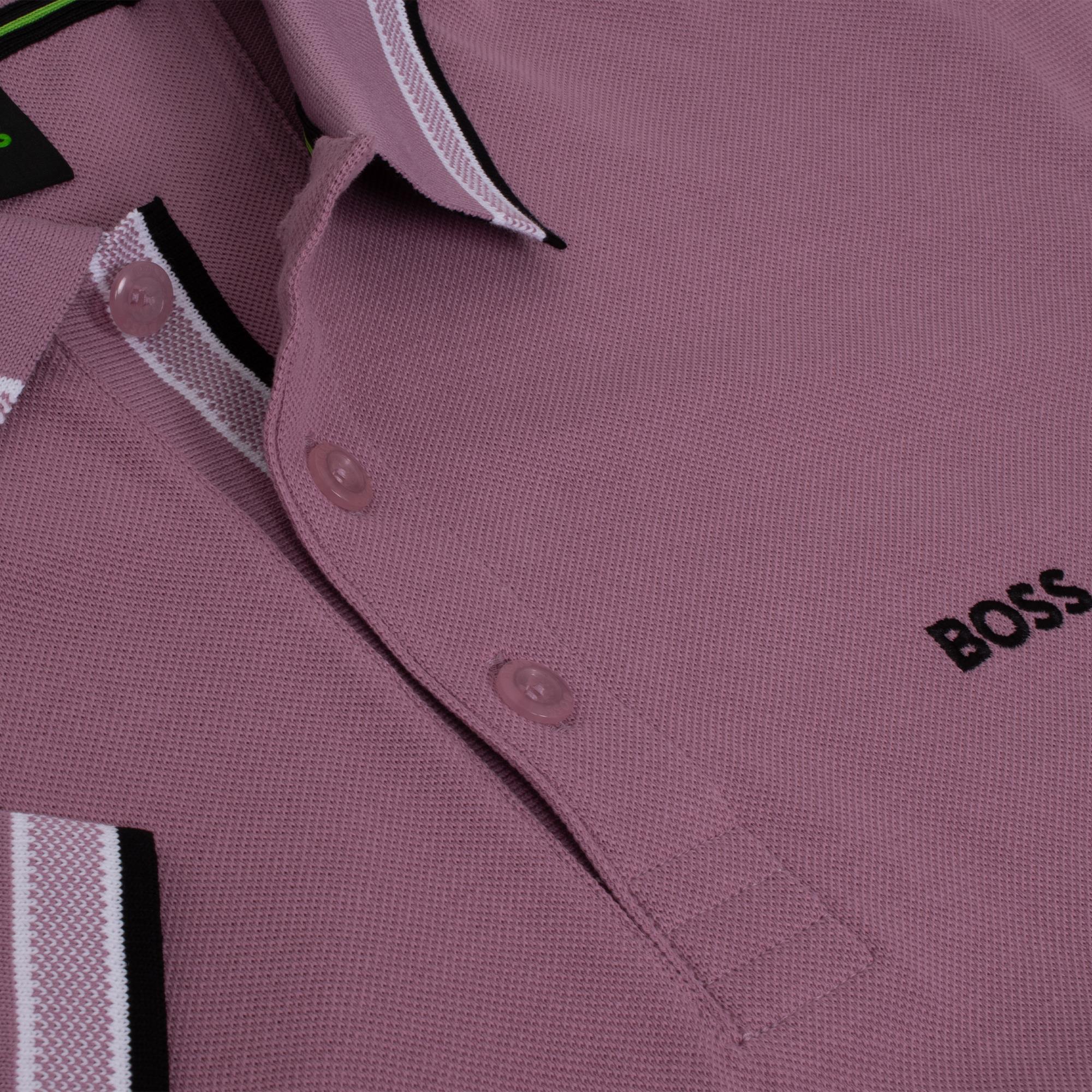Boss Paddy Cotton Pique Mens Polo Shirt Light Purple