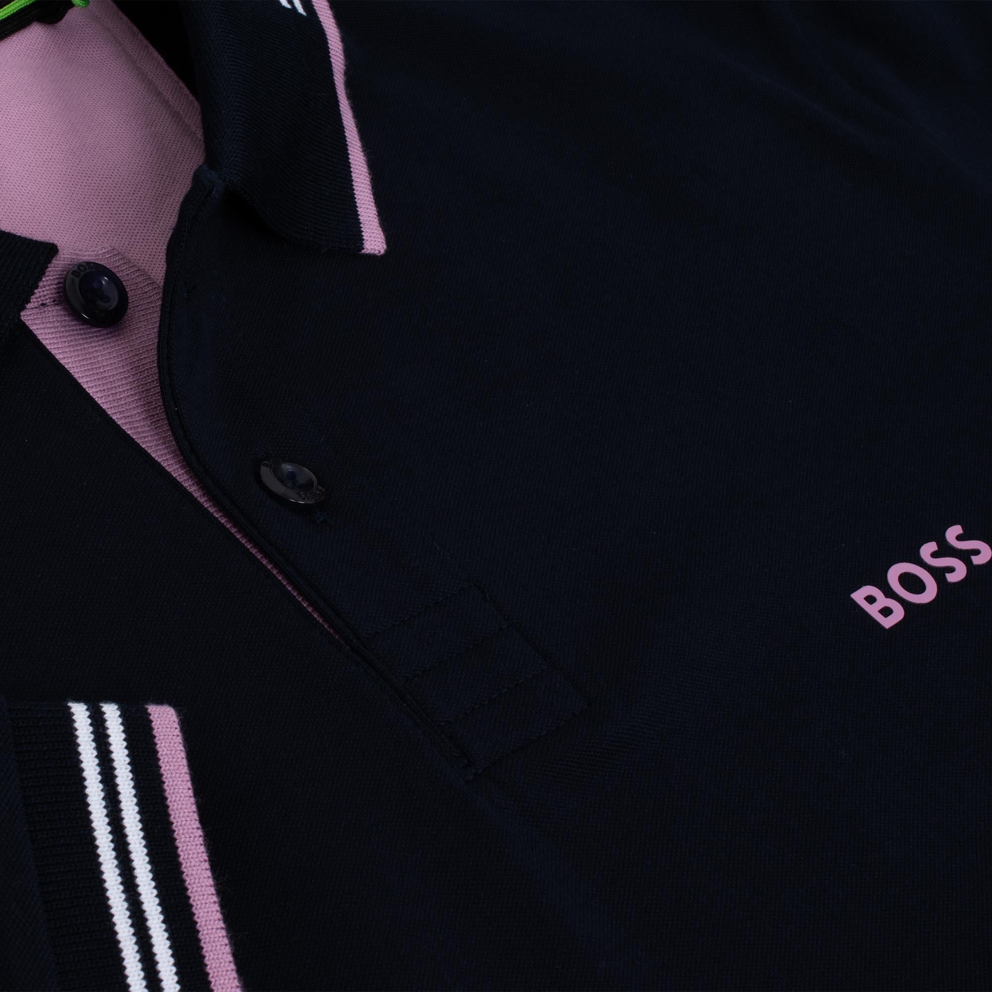 Boss Paul Stretch Cotton Slim Fit Mens Polo Shirt Navy