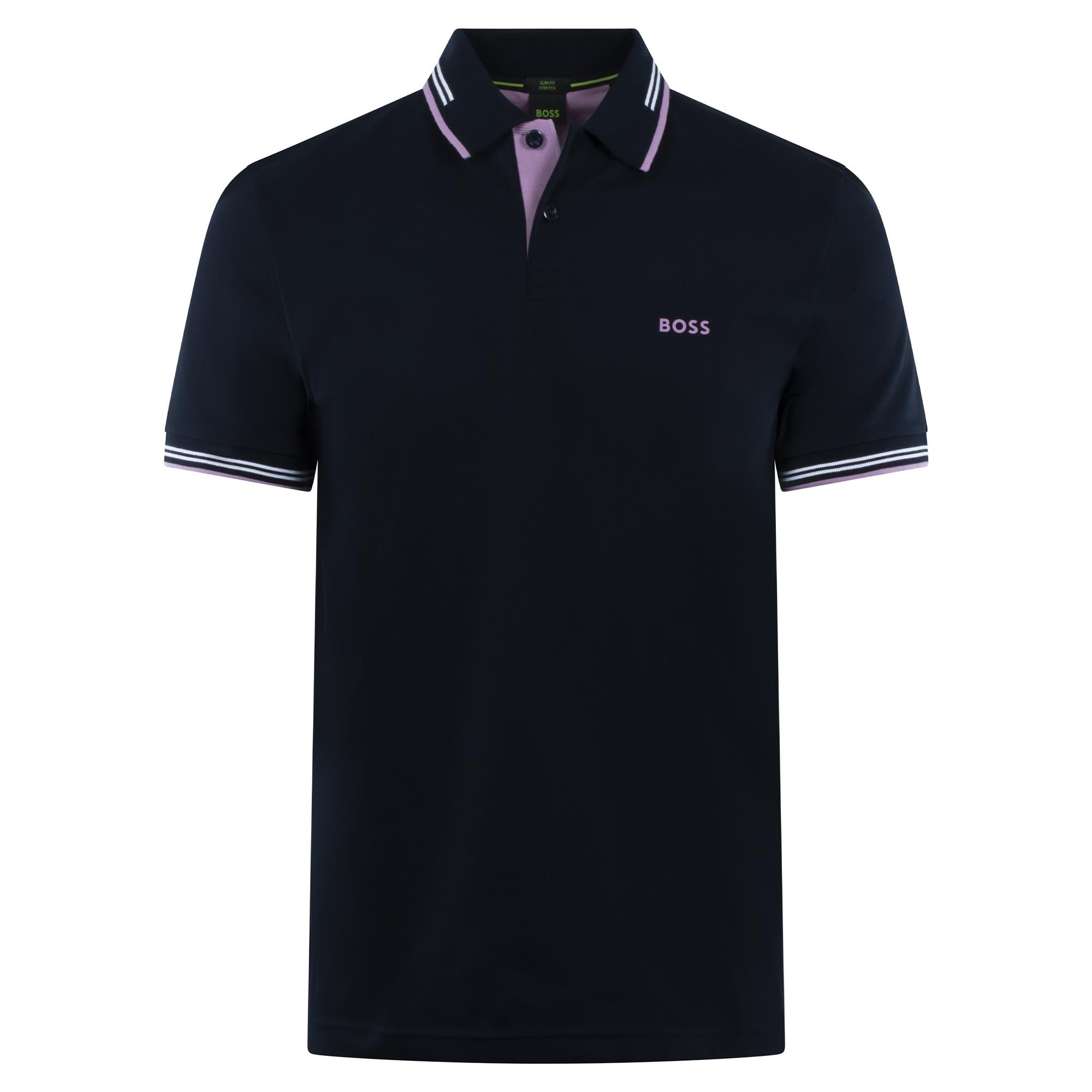Boss Paul Stretch Cotton Slim Fit Mens Polo Shirt Navy