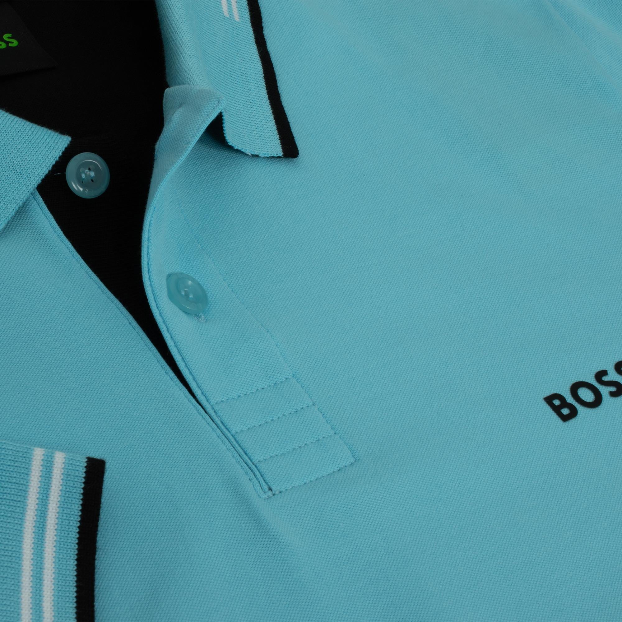 Boss Paul Stretch Cotton Slim Fit Mens Polo Shirt Turquoise