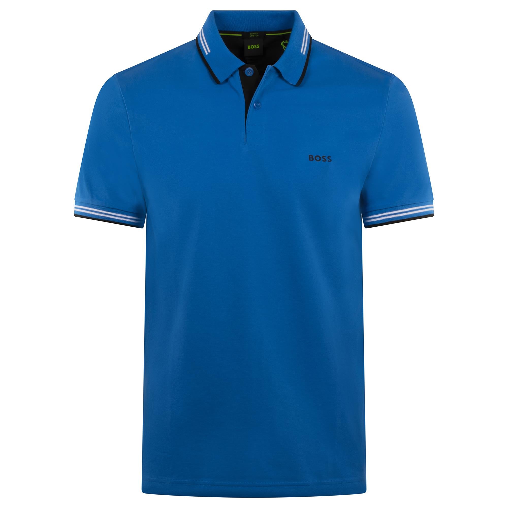 Boss Paul Stretch Cotton Slim Fit Mens Polo Shirt Light Blue