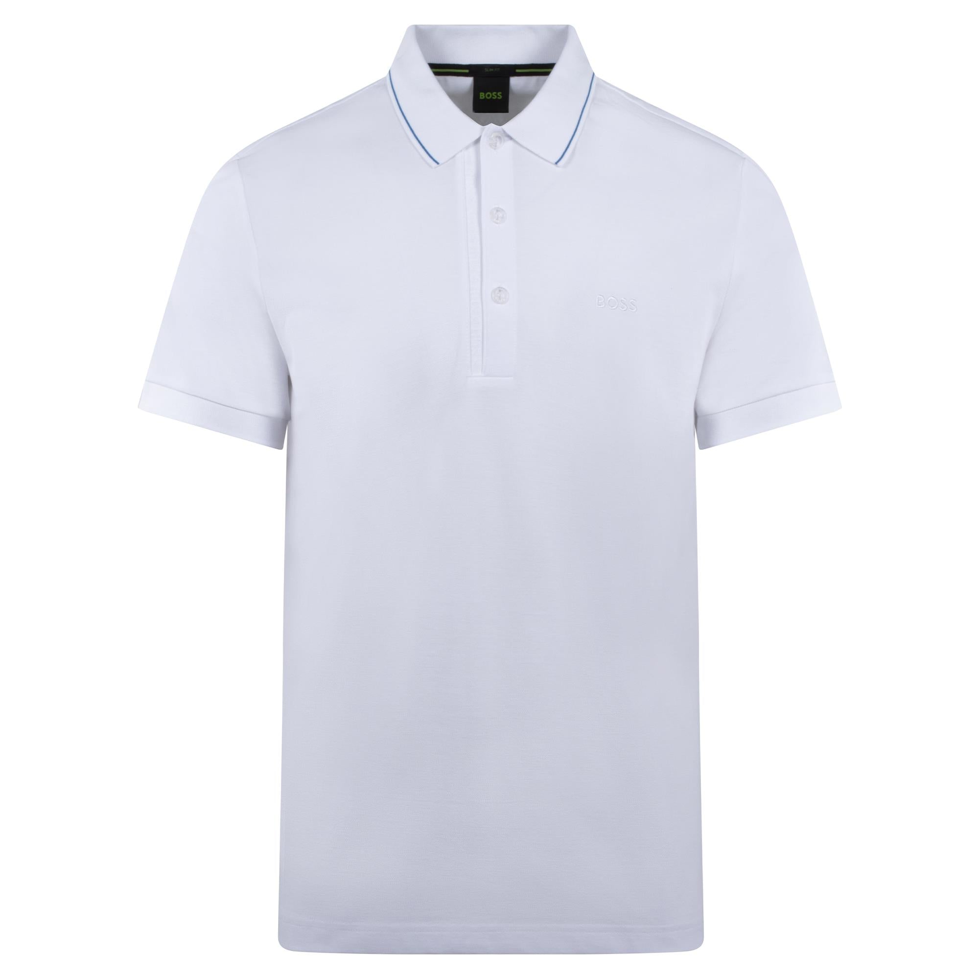 Boss Paule 4 Contrast Pique Slim Fit Mens Polo Shirt White