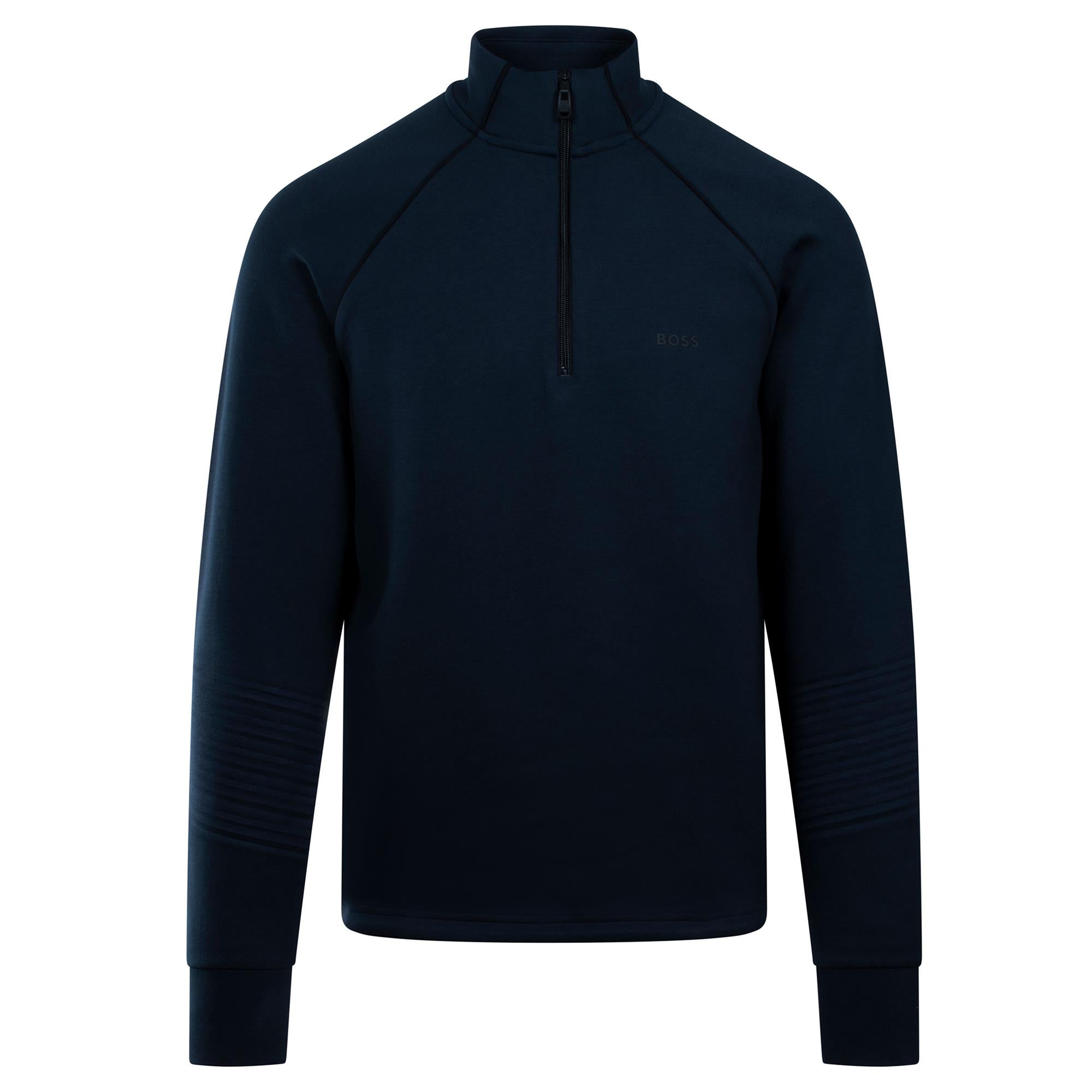 Boss Sweat 1 Stretch Cotton Quarter Zip Sweatshirt Navy