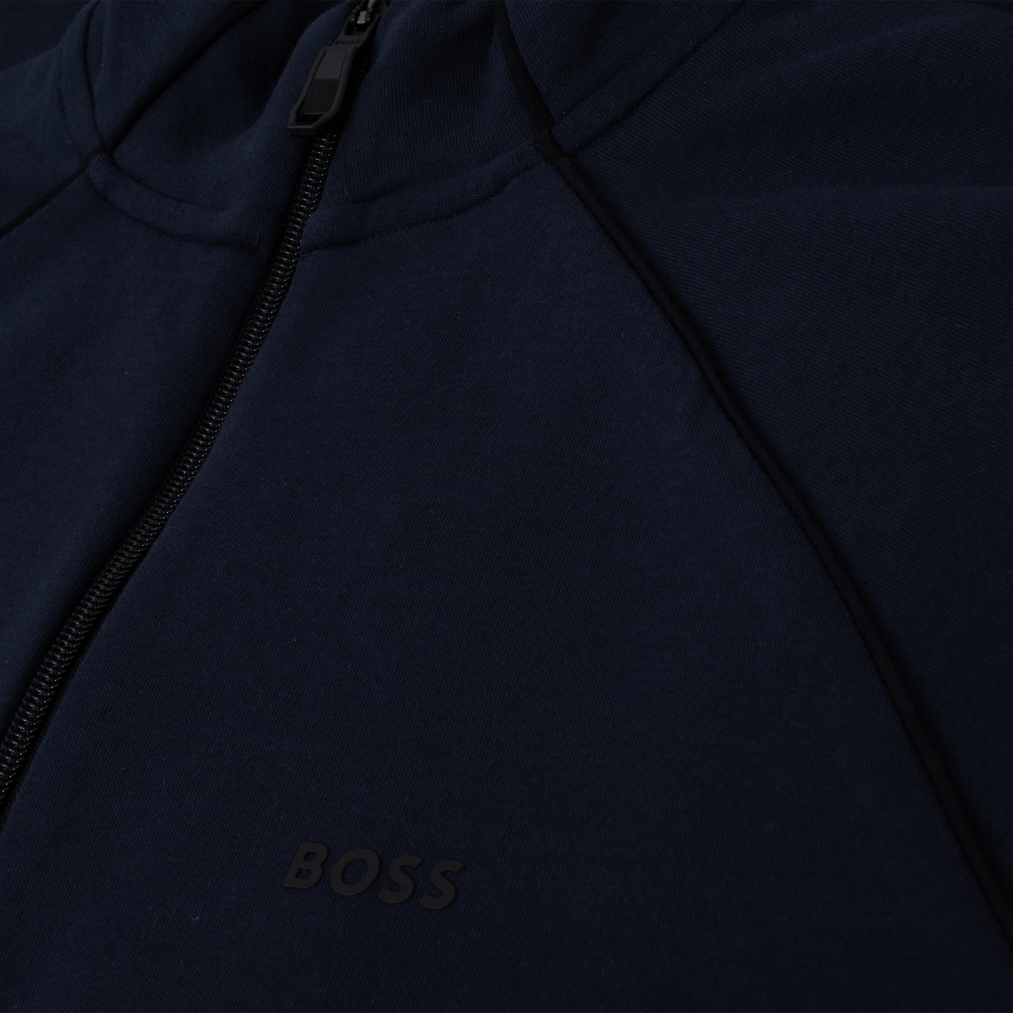 Boss Sweat 1 Stretch Cotton Quarter Zip Sweatshirt Navy