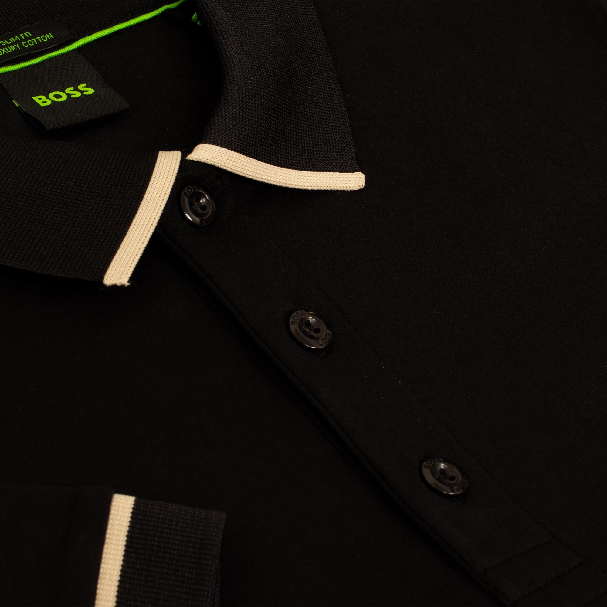 Boss Paule Cotton Slim Fit Polo Shirt Black