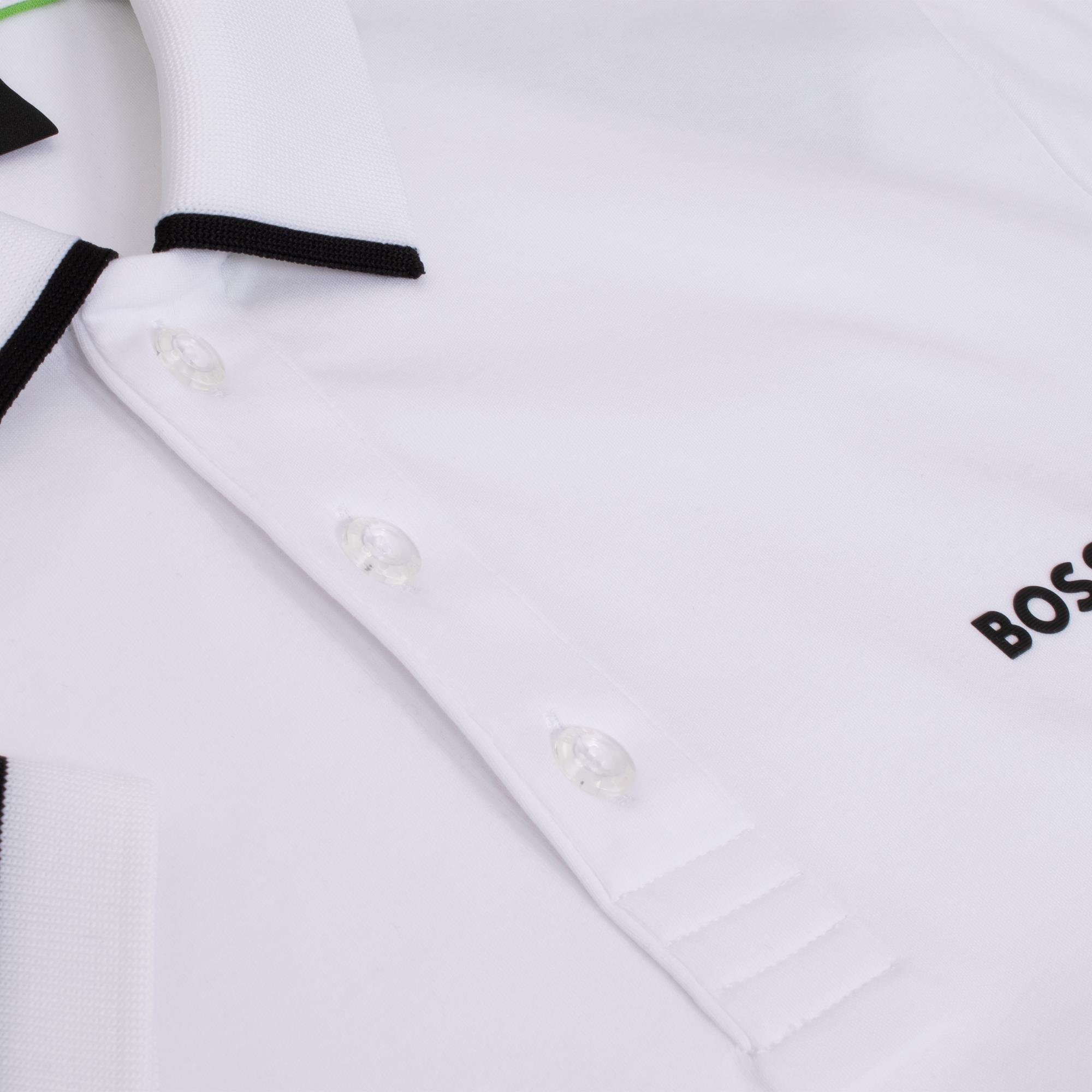 Boss Paule Cotton Slim Fit Polo Shirt White