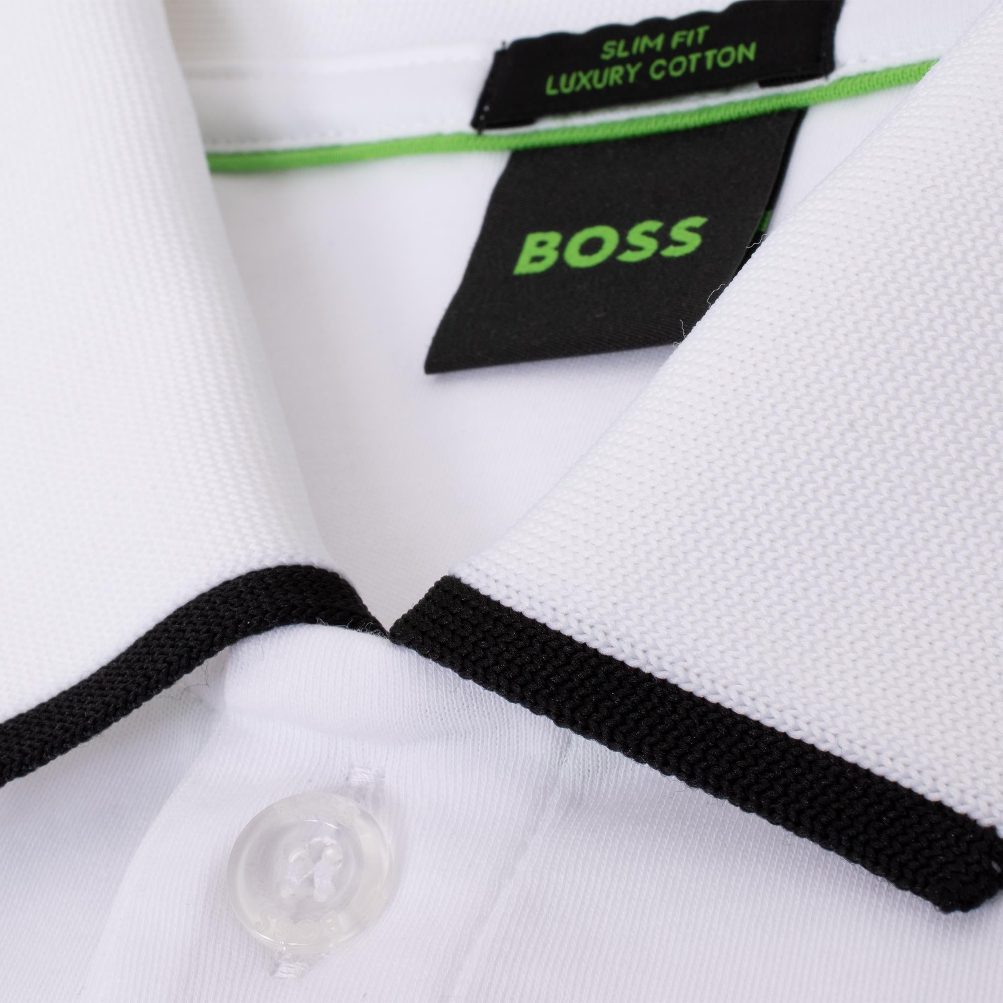 Boss Paule Cotton Slim Fit Polo Shirt White