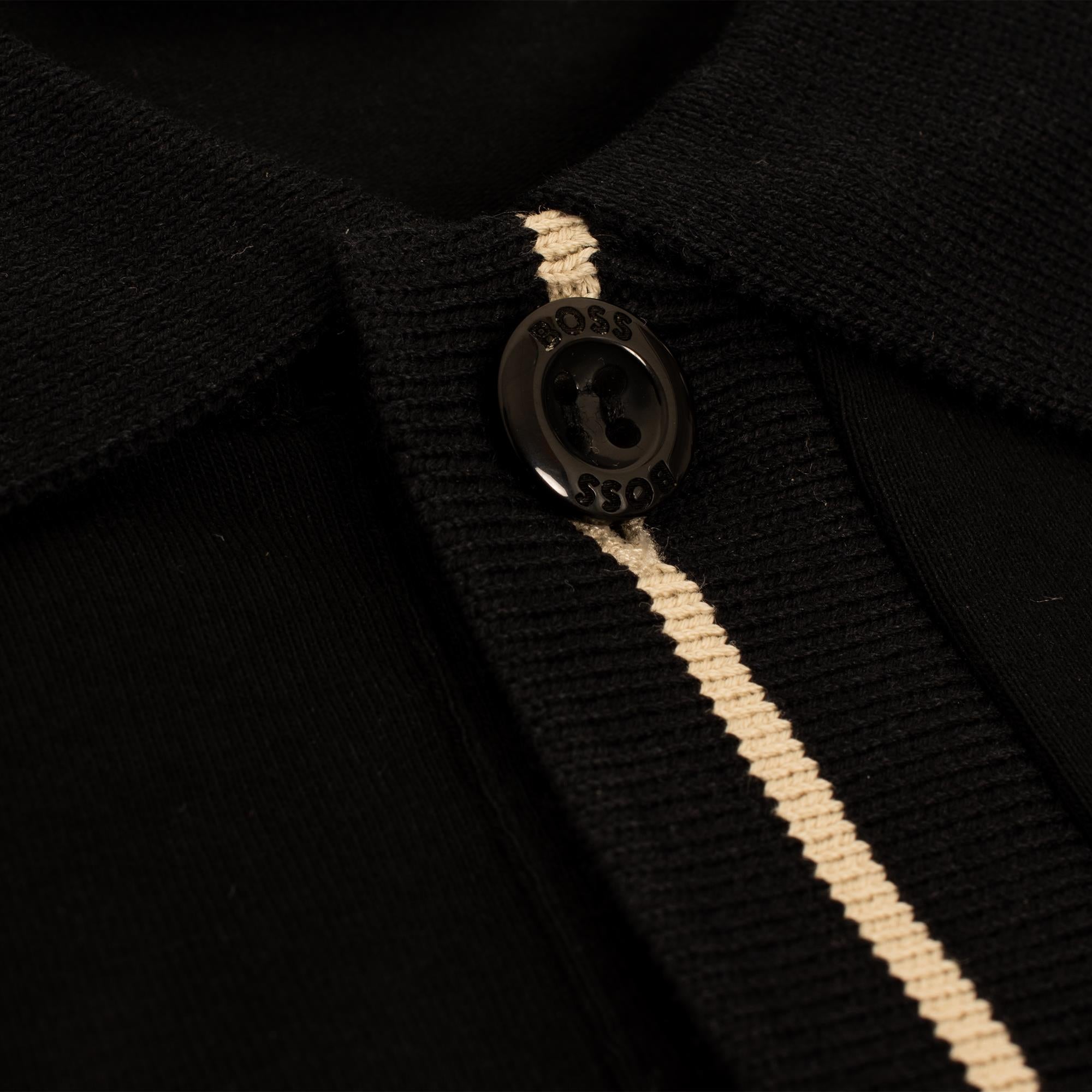 Boss Paddy 2 Cotton Pique Mens Polo Shirt Black