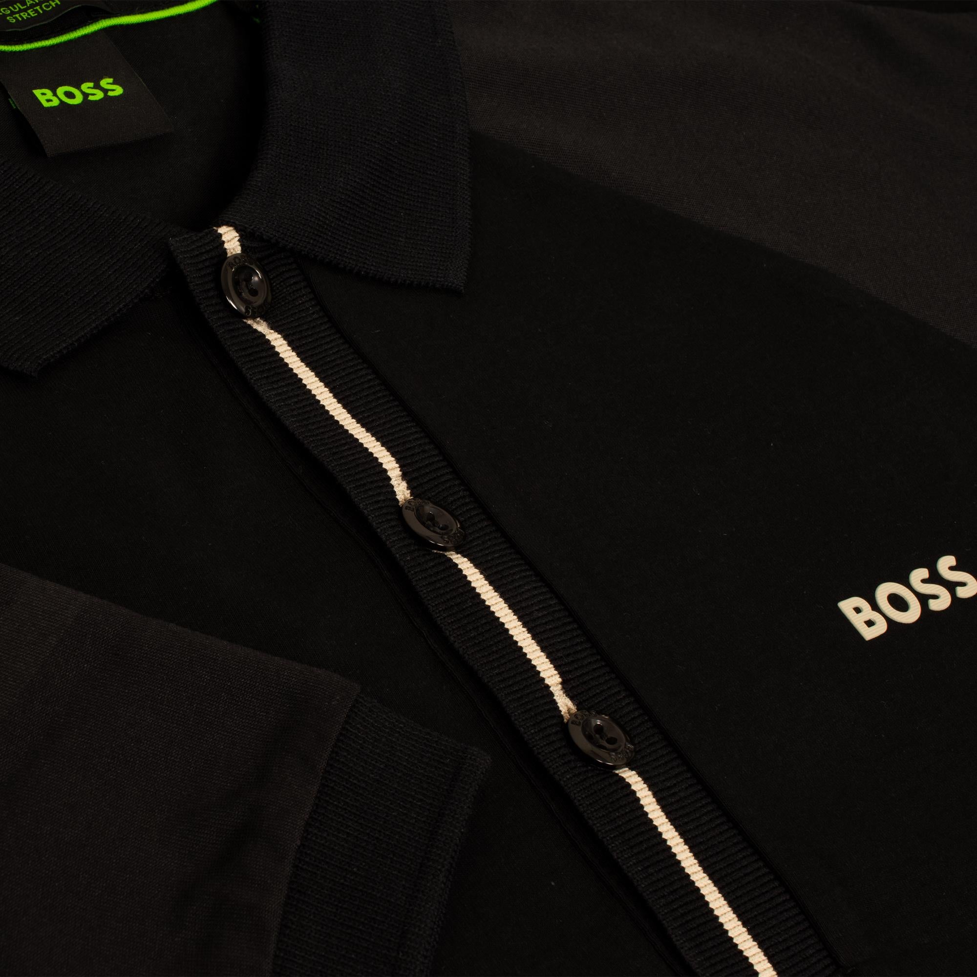 Boss Paddy 2 Cotton Pique Mens Polo Shirt Black