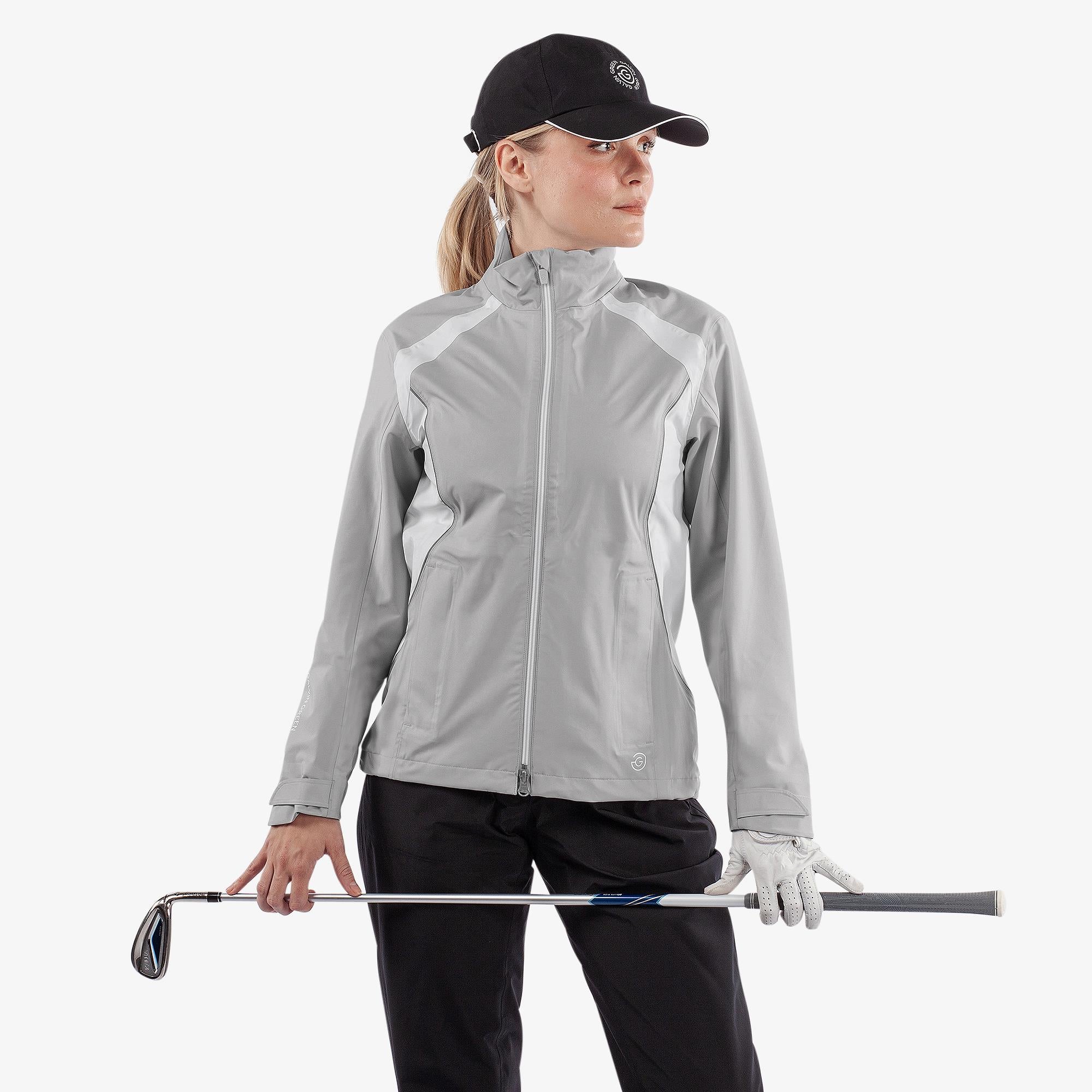 Galvin Green Amy Dryvr Pertex Ladies Waterproof Golf Jacket Cool Grey/White
