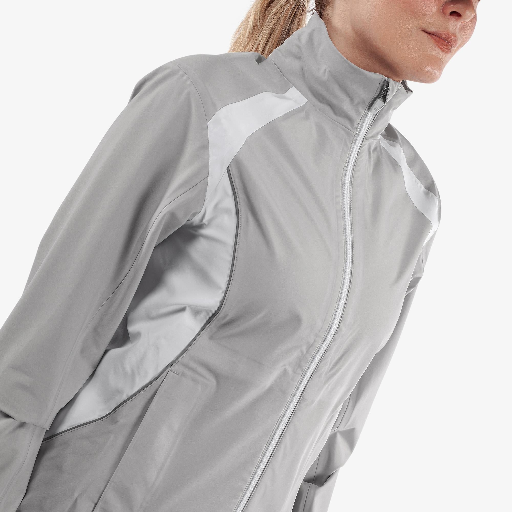 Galvin Green Amy Dryvr Pertex Ladies Waterproof Golf Jacket Cool Grey/White