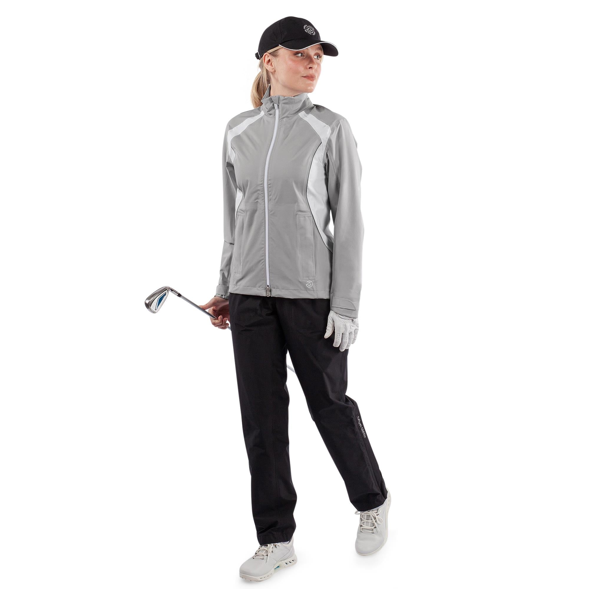 Galvin Green Amy Dryvr Pertex Ladies Waterproof Golf Jacket Cool Grey/White
