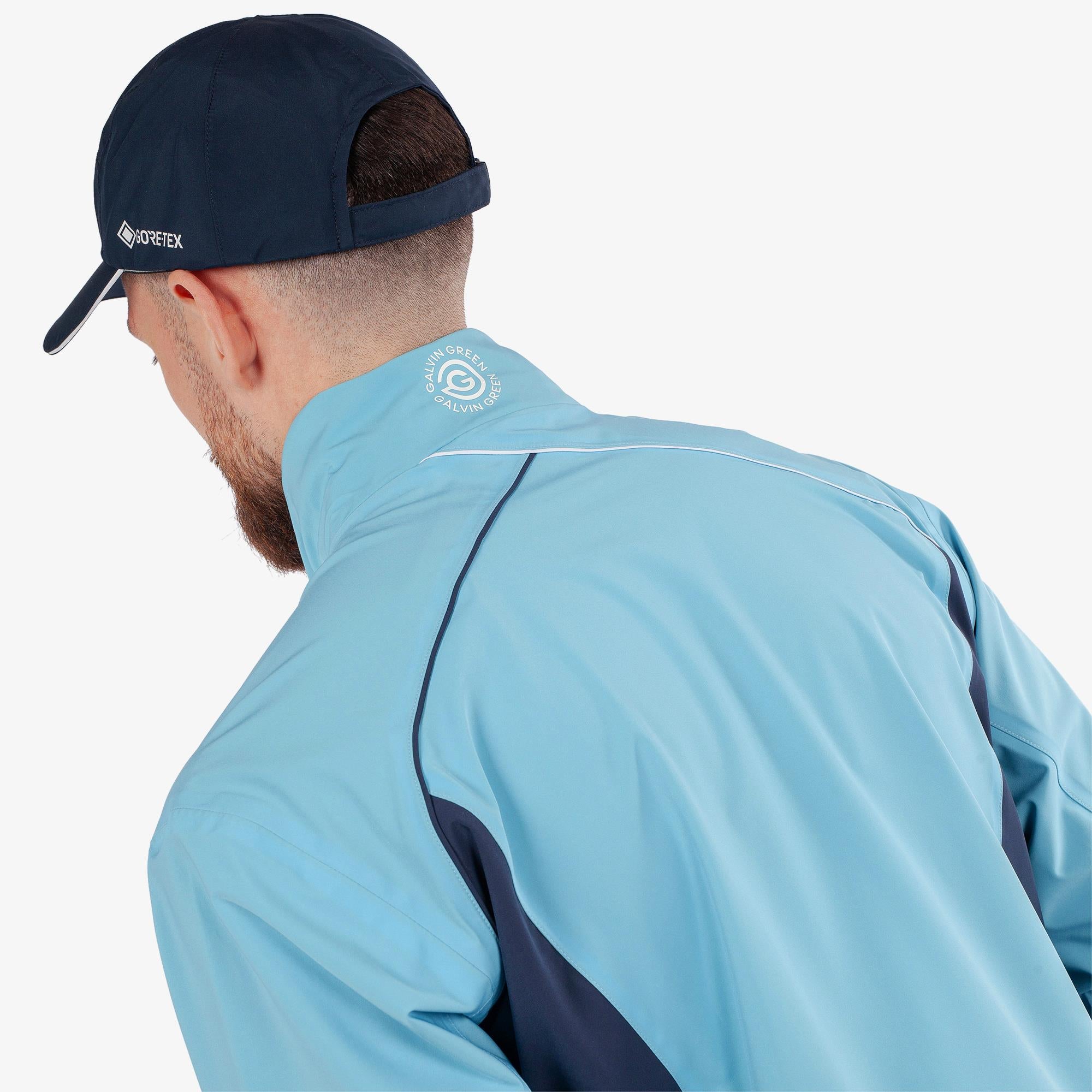 Galvin Green Ames Dryvr Pertex Mens Waterproof Golf Jacket Alaskan Blue/Navy