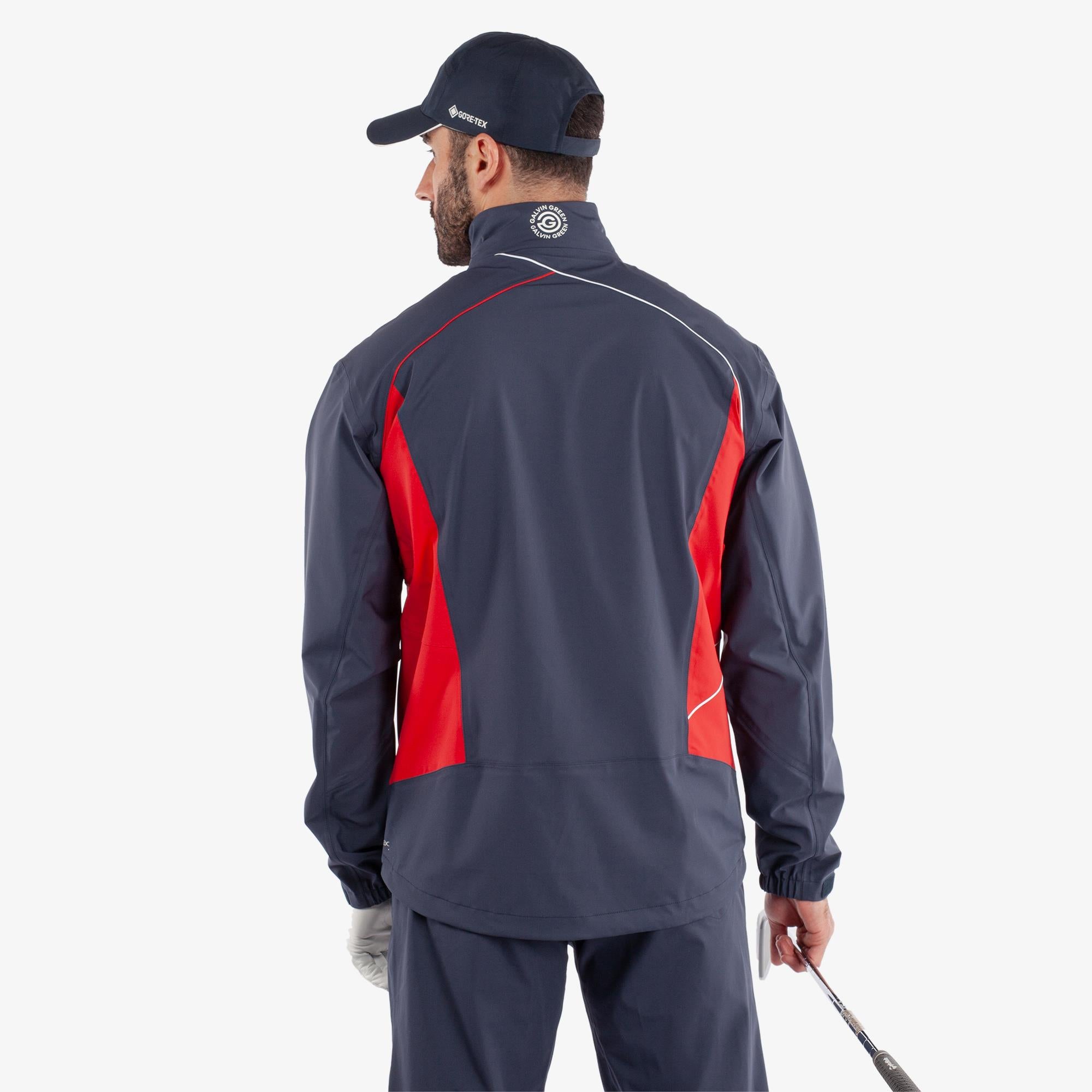 Galvin Green Ames Dryvr Pertex Mens Waterproof Golf Jacket Navy/Red