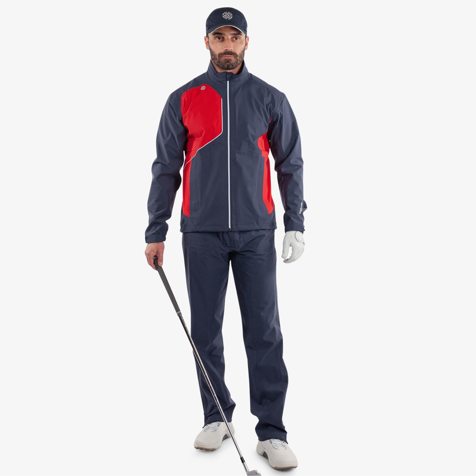 Galvin Green Ames Dryvr Pertex Mens Waterproof Golf Jacket Navy/Red
