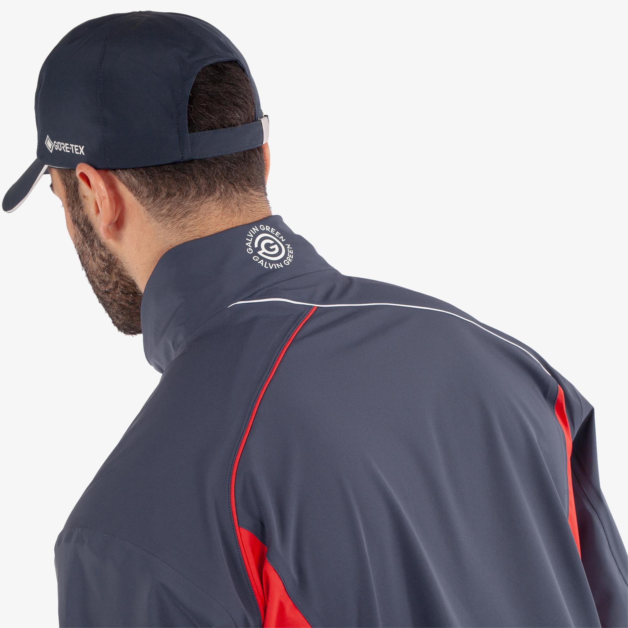 Galvin Green Ames Dryvr Pertex Mens Waterproof Golf Jacket Navy/Red